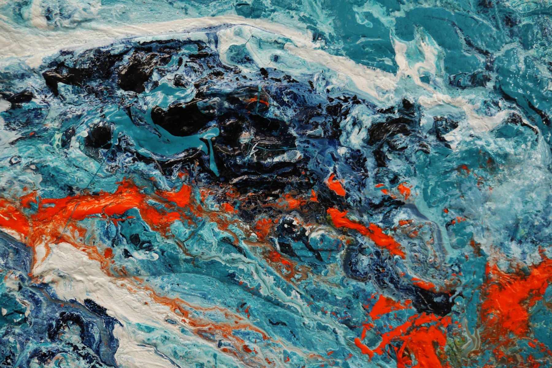 Jungle Rush 190cm x 100cm Blue Orange Textured Abstract Canvas Art - Modern Wall Decor for Living Room, Bedroom & Office