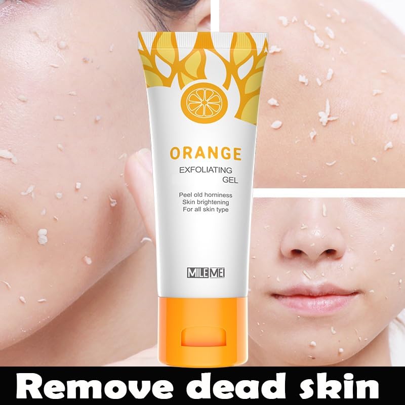 2 Pack Orange Exfoliating Gel for Face & Body - Deep Cleansing Scrub with Moisturizing Properties | Gentle Skin Renewal for Daily Skincare Routine & Spa Treatments