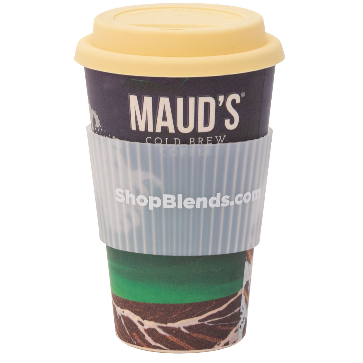 Premium Bamboo Travel Mug - Maud's Crashing Beans - Eco-Friendly Insulated Coffee Cup for Hot & Cold Drinks - Perfect for Commuting, Camping & Outdoor Adventures