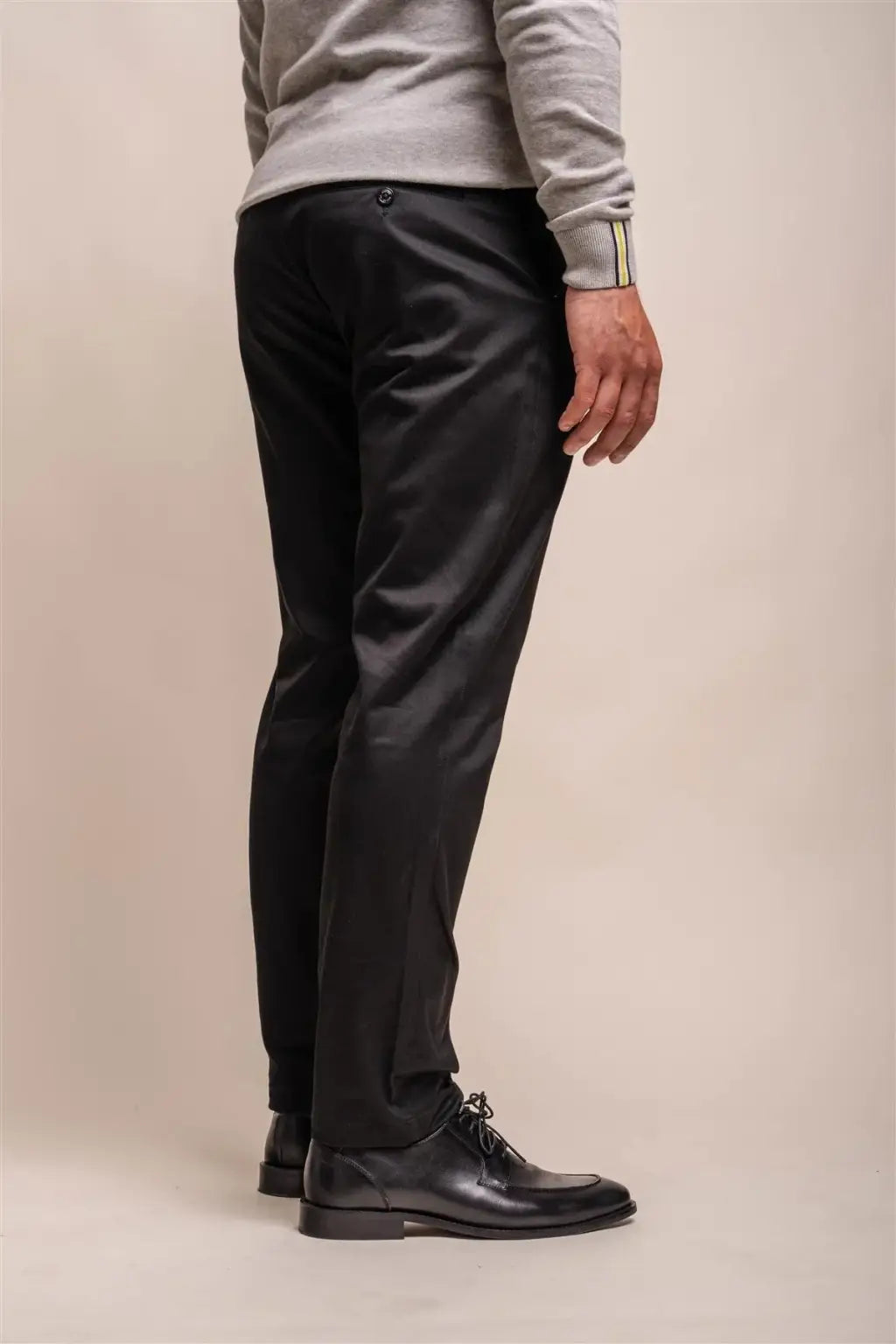 Cavani Men's Dakota Black Chino Pants - Slim Fit Stretch Comfortable Dress Pants for Work, Office & Casual Wear
