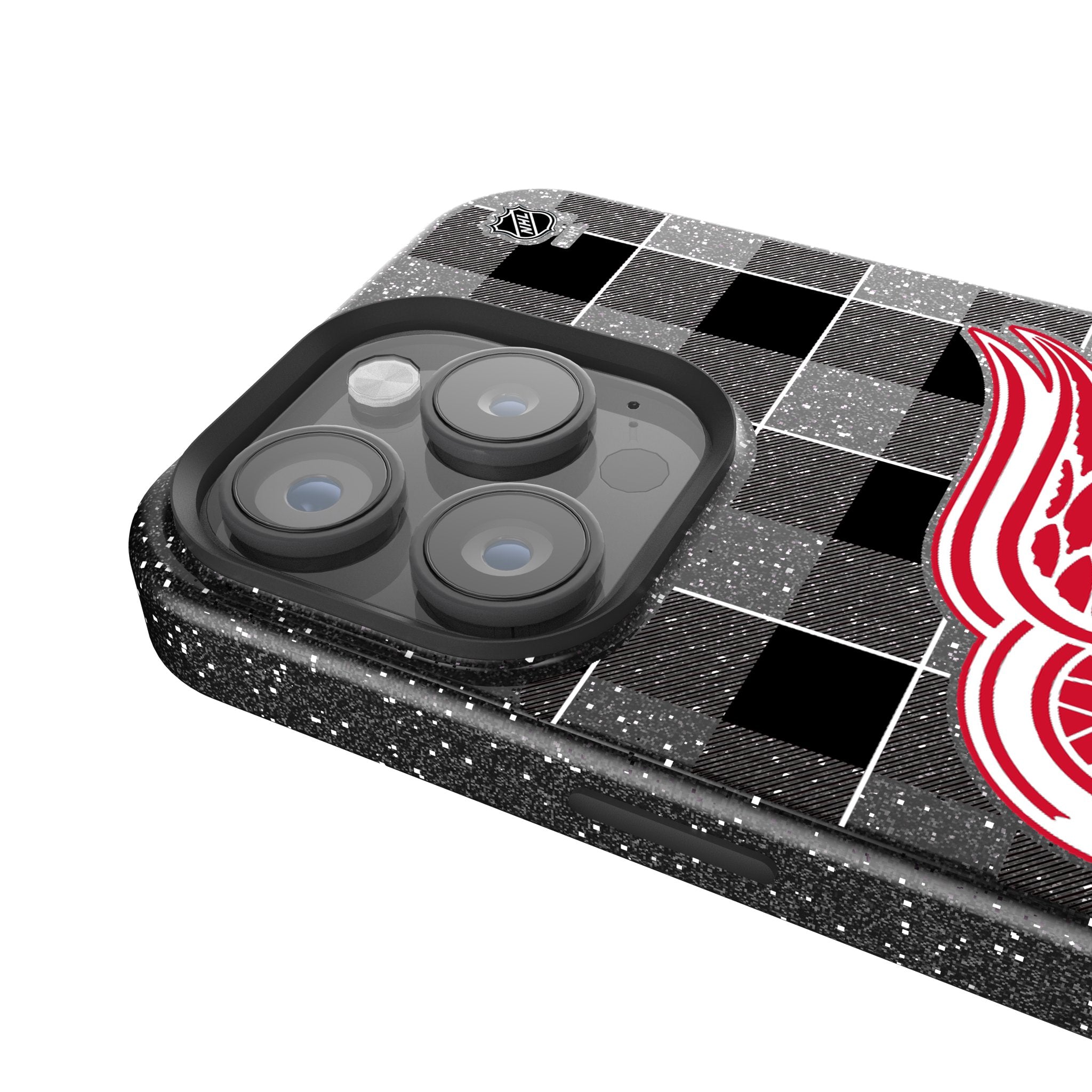 Detroit Red Wings Plaid Bling Rhinestone Phone Case for iPhone & Samsung - Stylish Protective Cover for Hockey Fans & Game Day Accessories