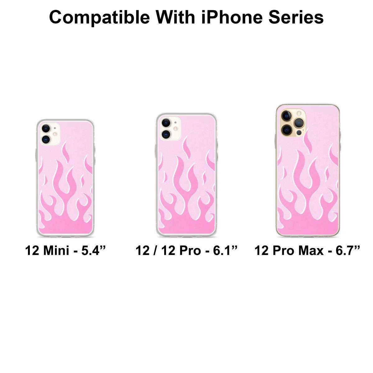 Pink Wildflower Flame Design Shockproof Phone Case for iPhone 15 14 13 12 11 X Xs Xr 8 7 6 6s Plus Pro Max - Stylish Protective Cover for Everyday Use, Travel & Outdoor Activities
