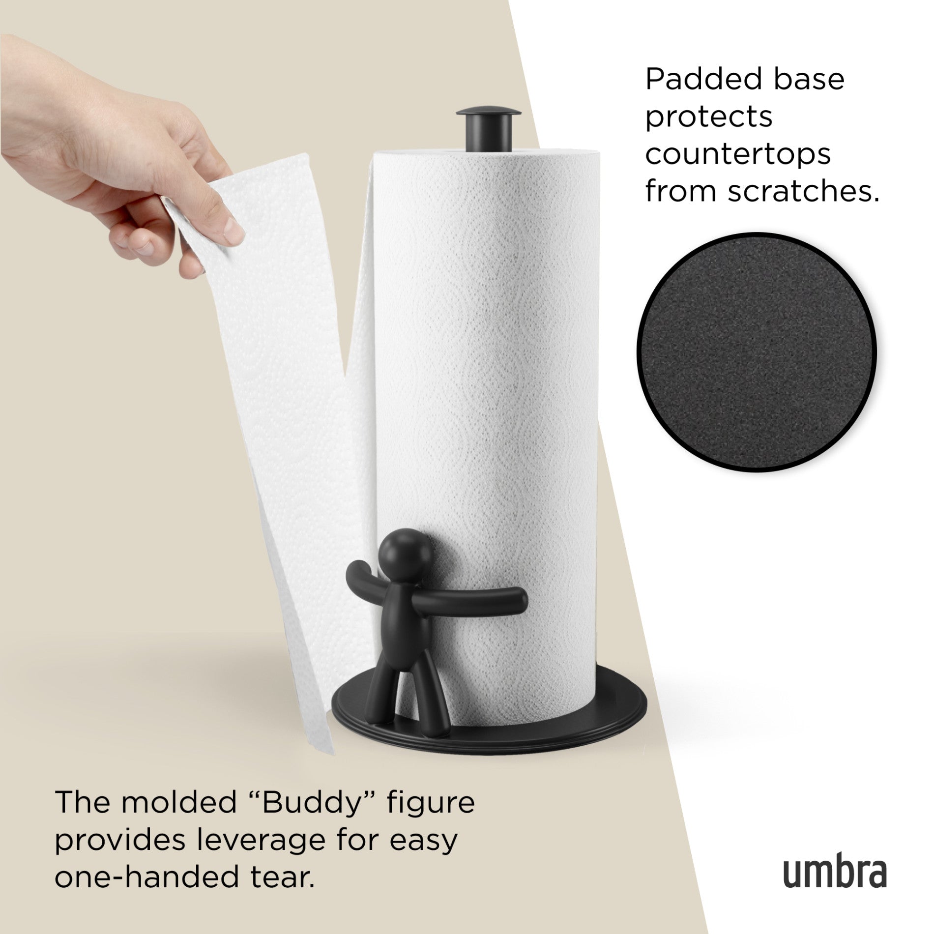 Stainless Steel Buddy Paper Towel Holder - Wall Mount or Under Cabinet - Perfect for Kitchen, Bathroom & Office Organization
