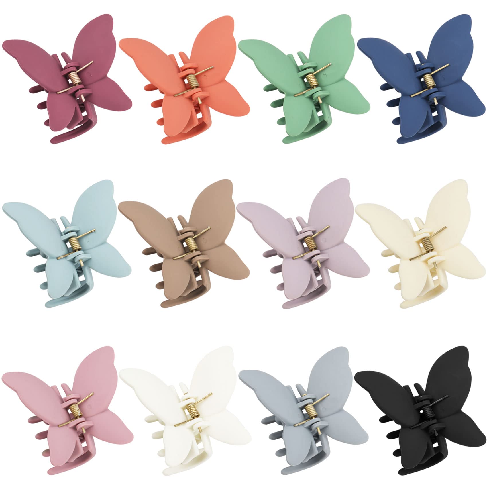 12 Pcs Cute Butterfly Hair Clips - Non-Slip Matte Jaw Clamps for Women & Girls (2.6 Inch, 12 Colors) - Strong Hold Hair Accessories for Thick & Thin Hair - Perfect for School, Parties, Weddings & Daily Styling