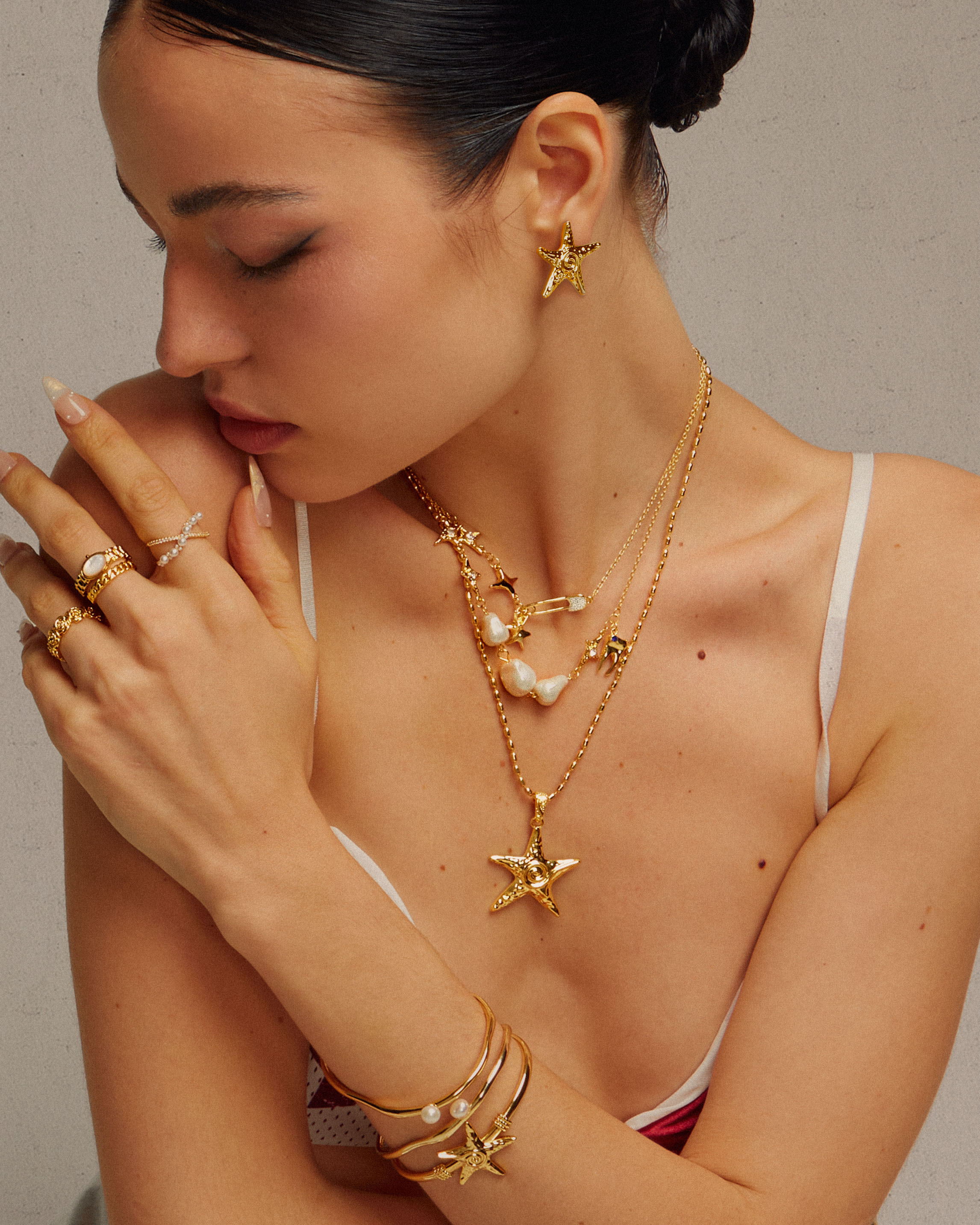 Starfish Necklace and Earrings Set - Sterling Silver Ocean Jewelry for Women - Perfect for Beach Vacations, Summer Outfits, and Gift Giving