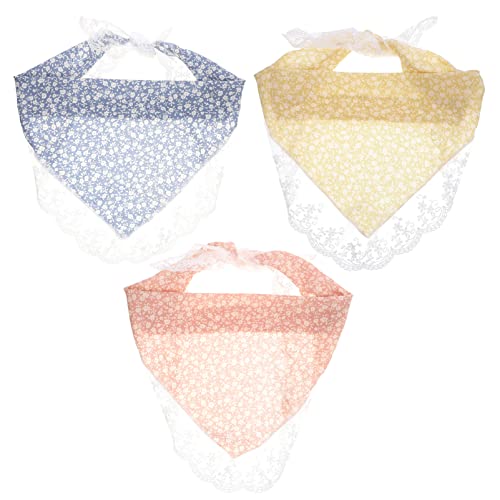KALLORY Floral Elastic Hair Bandanas Scarf - 3 Pack Boho Lace Turban Headbands for Women & Girls - Soft Stretchy Hair Wraps for Yoga, Running, Beach, Summer Fashion Accessories