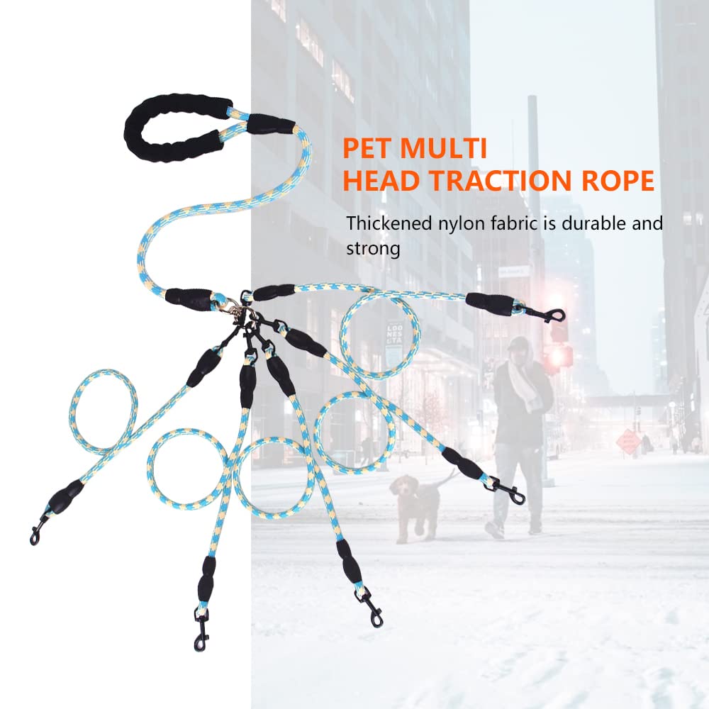 **5-in-1 Reflective Dog Leash Set – Tangle-Free 360° Swivel, Comfortable & Durable for Large, Medium & Small Dogs (Blue) – Perfect for Multi-Dog Walks, Training & Outdoor Adventures**