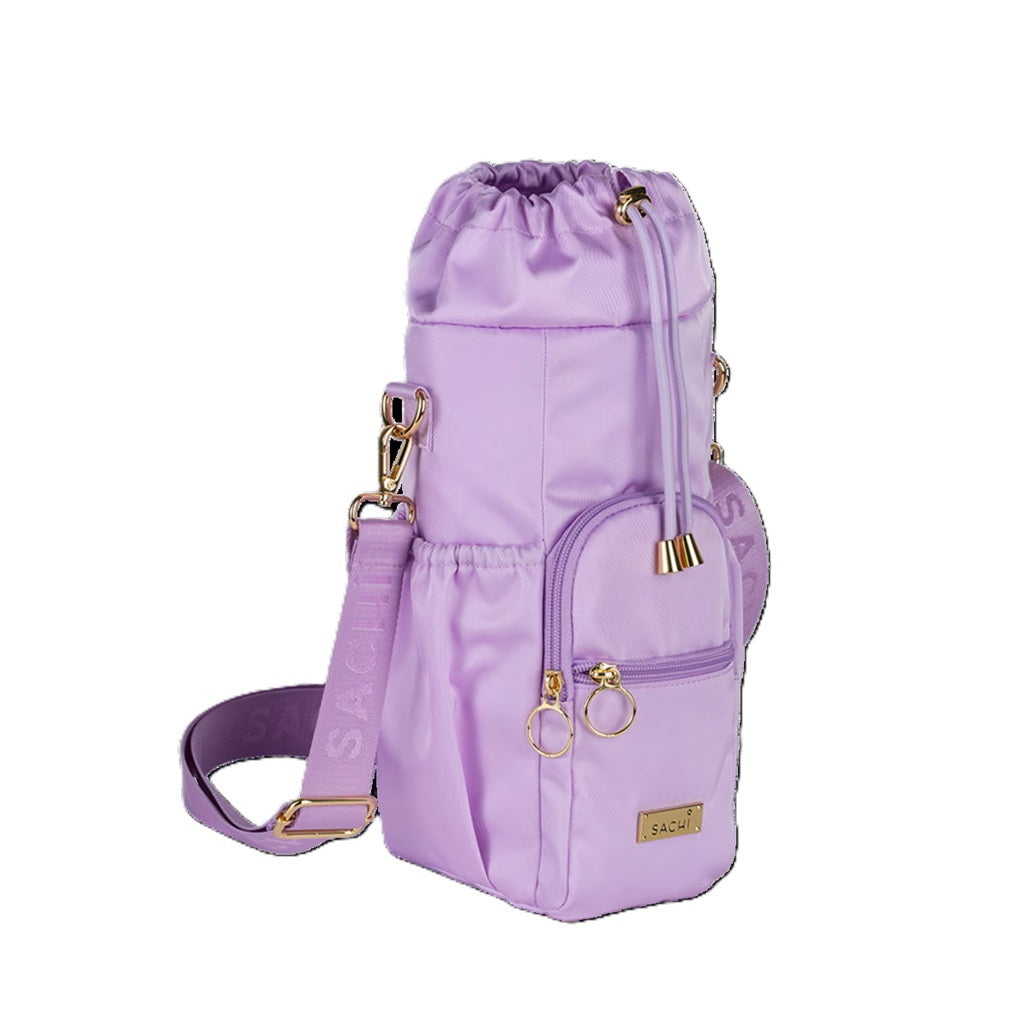 Insulated Crossbody Water Bottle Bag - Leakproof & Hands-Free for Hiking, Gym, Travel | Stylish Orchid Design