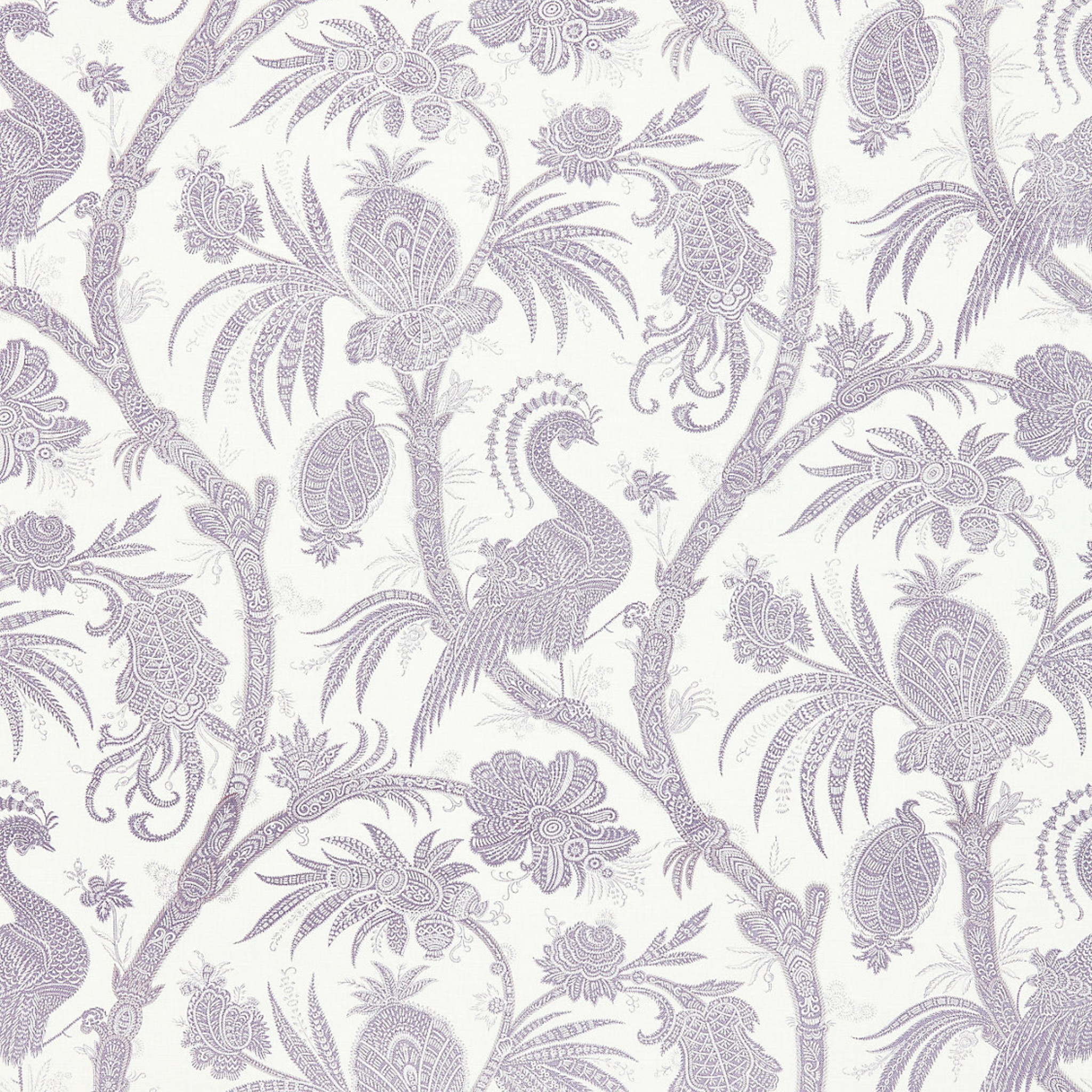 Authentic Balinese Peacock Fabric in Lavender - Handmade Batik Textile for Home Decor, Table Runners & Bohemian Fashion