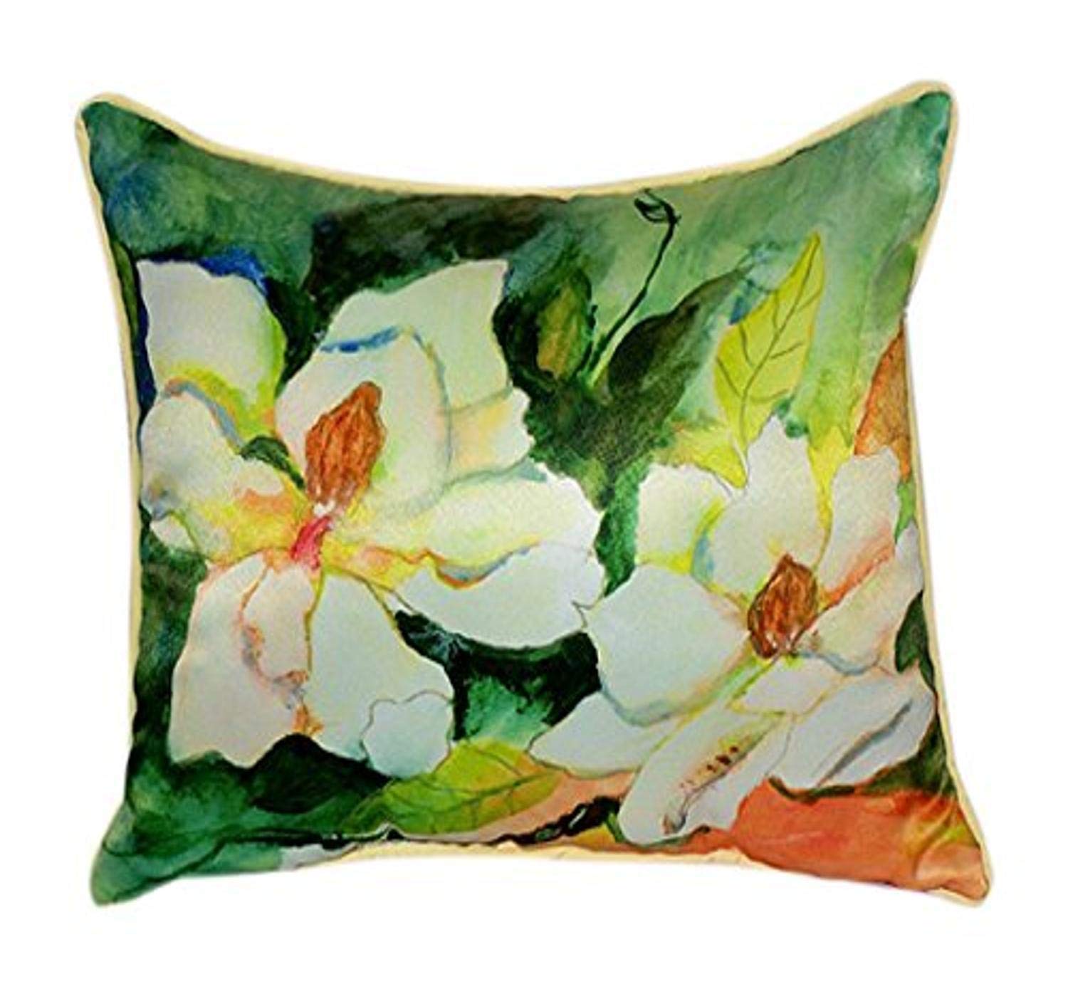 Betsy Drake Magnolia Decorative Throw Pillow Cover 20x24 Inches - Soft Cotton Linen Blend for Couch, Bedroom & Living Room Decor