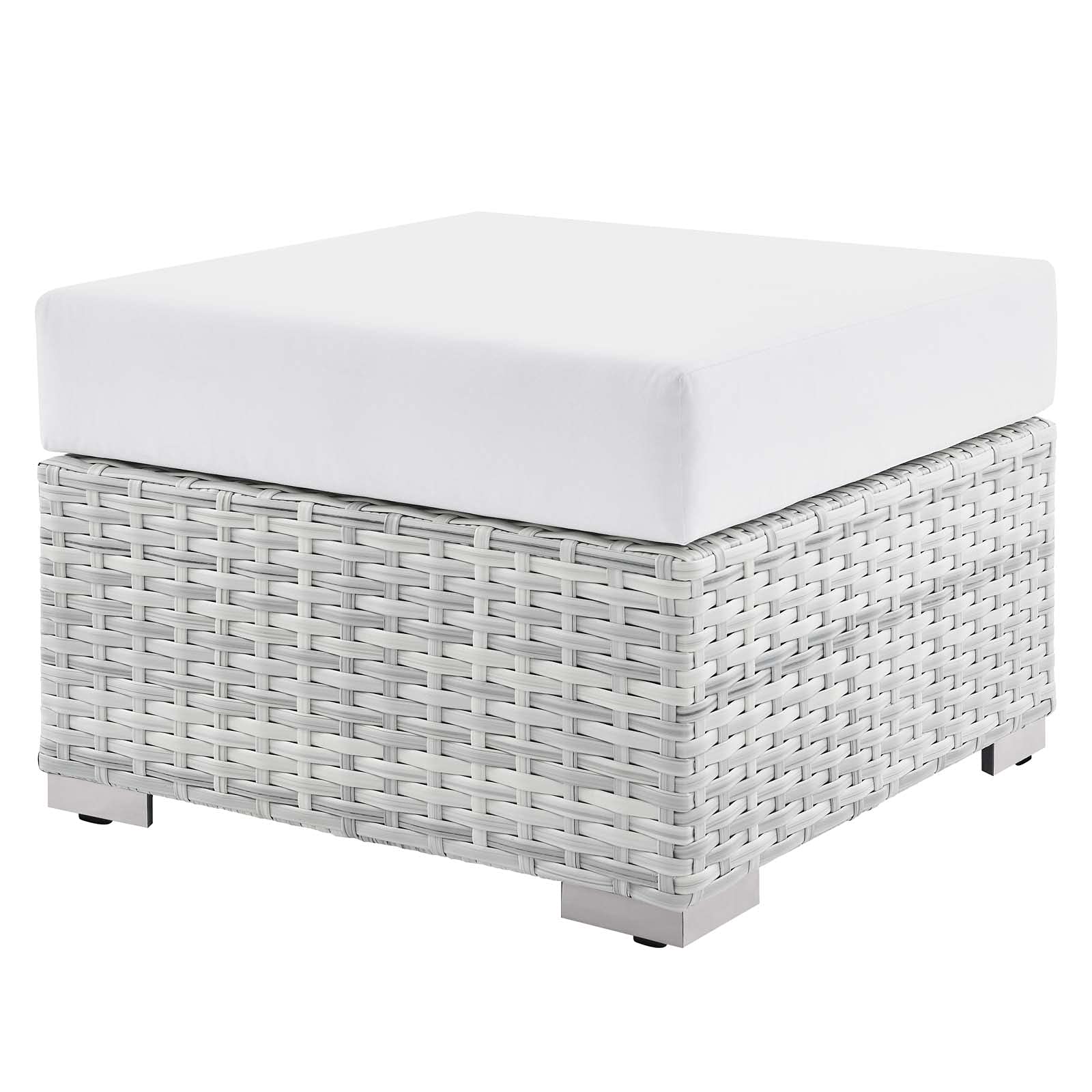 Modern Grey Rattan Wicker Lounge Chair Ottoman with Ottoman for Outdoor Patio, Balcony, Cafe, Bistro, and Garden Relaxation