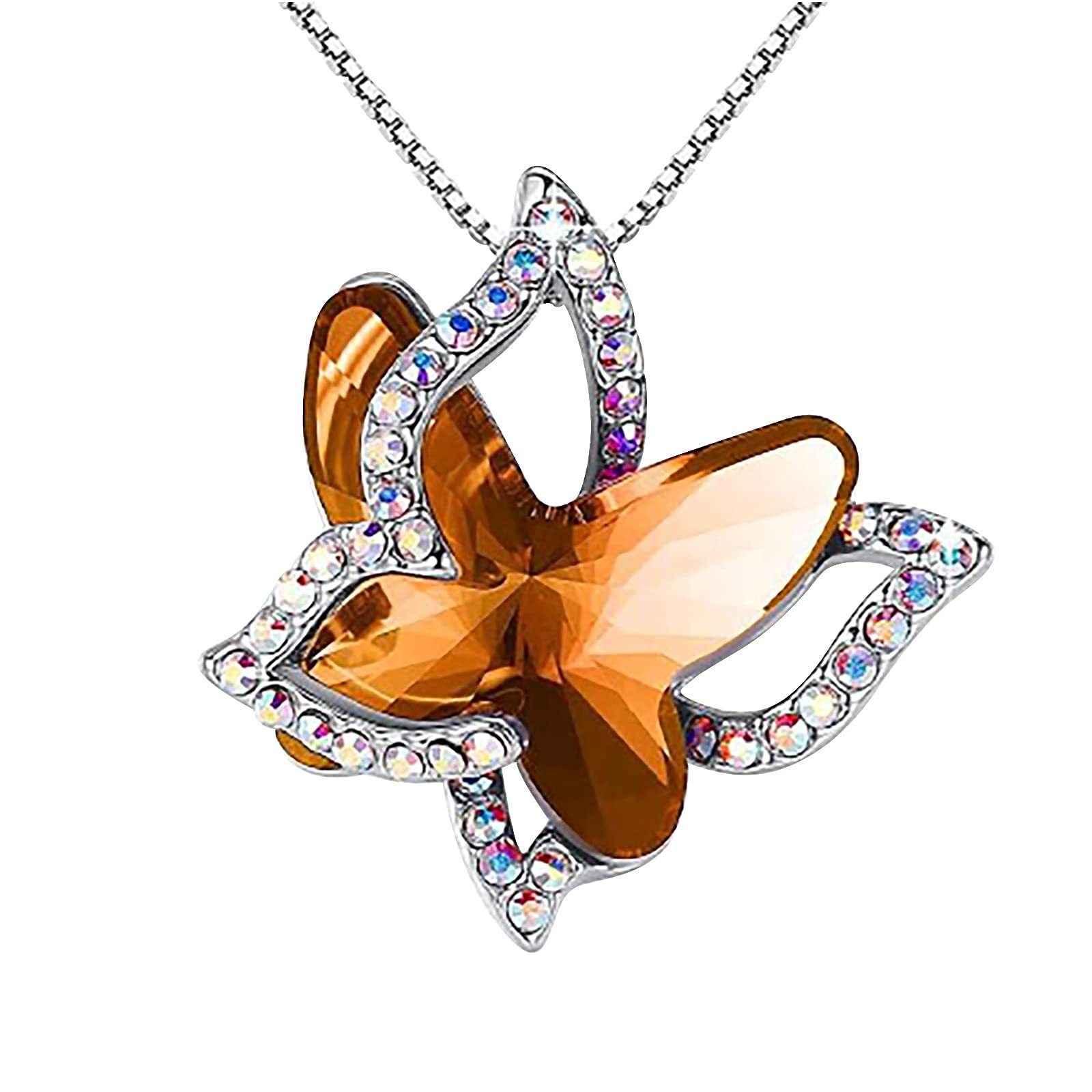 Exquisite Sterling Silver Butterfly Crystal Diamond Pendant Necklace for Women - Elegant Gift for Birthday, Valentine's Day, Anniversary | Perfect for Girlfriend, Wife, Daughter | Everyday Wear & Special Occasions