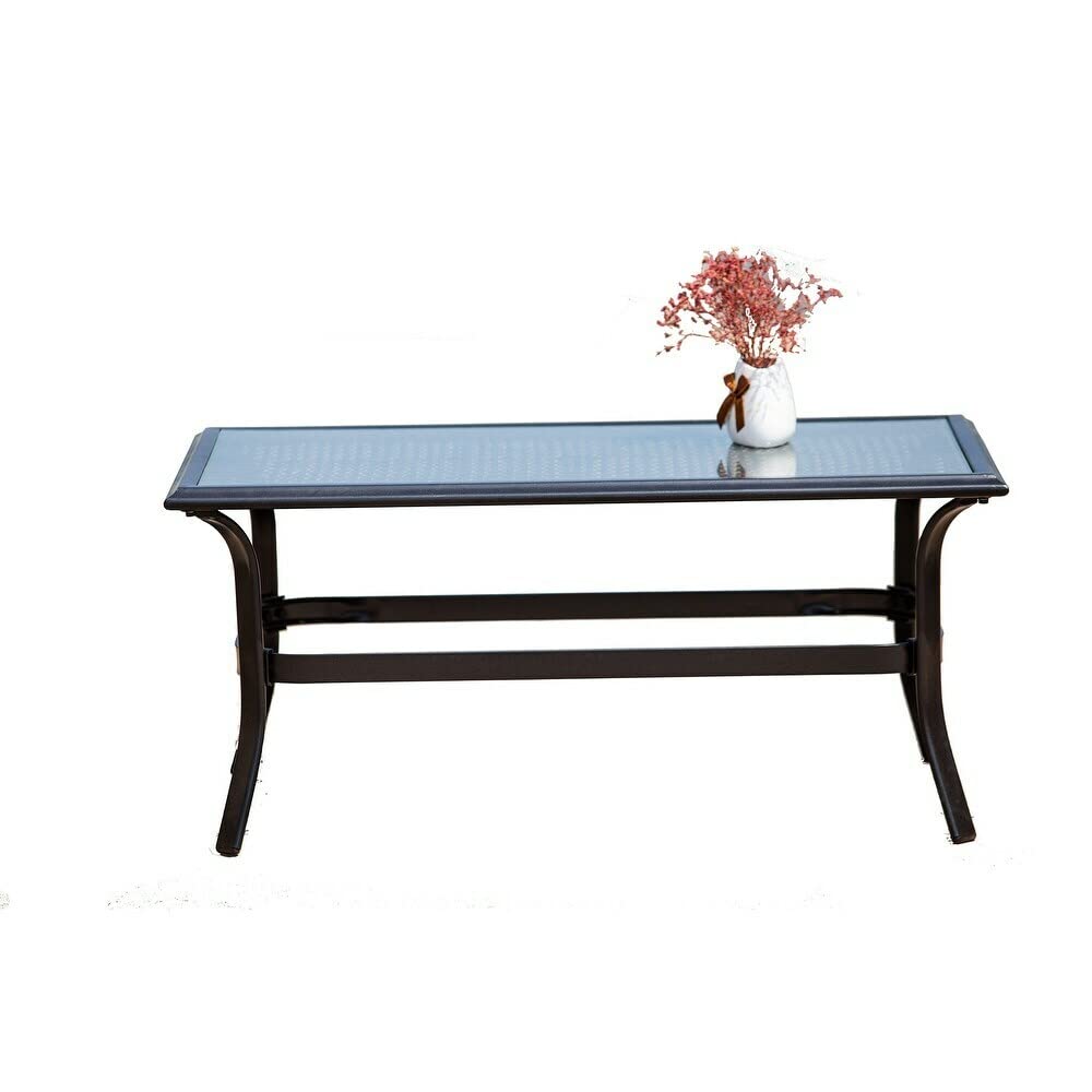 Modern Black Rectangle Metal Outdoor Coffee Table - Weather-Resistant Patio Furniture for Garden, Poolside, and Backyard Relaxation