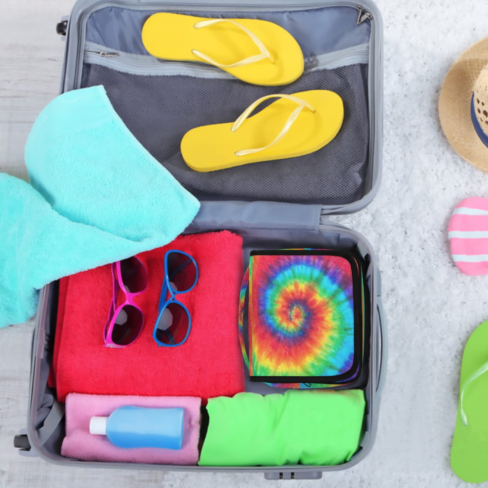 Waterproof Hanging Toiletry Bag for Women & Men - Rainbow Tie Dye Cosmetic Travel Organizer with Hooks | Perfect for Camping, Gym, Beach Trips & Airplane Carry-On