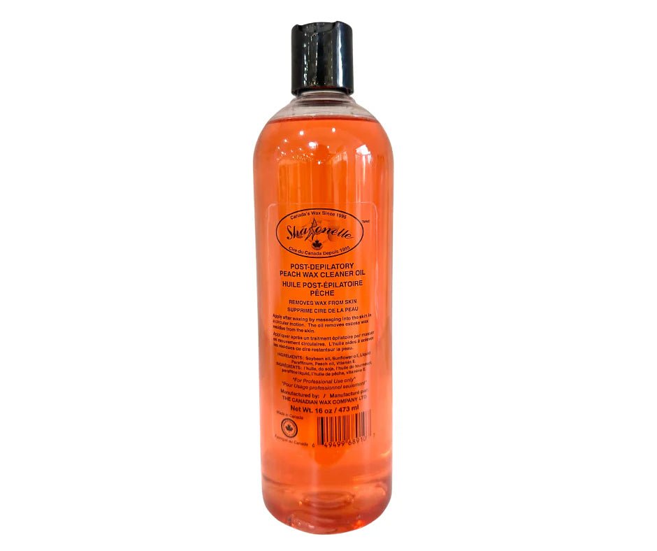 Sharonelle Post Depilatory Wax Cleansing Oil 16oz - Peach Scented for Smooth Skin After Hair Removal - Perfect for Home Waxing & Spa Treatments