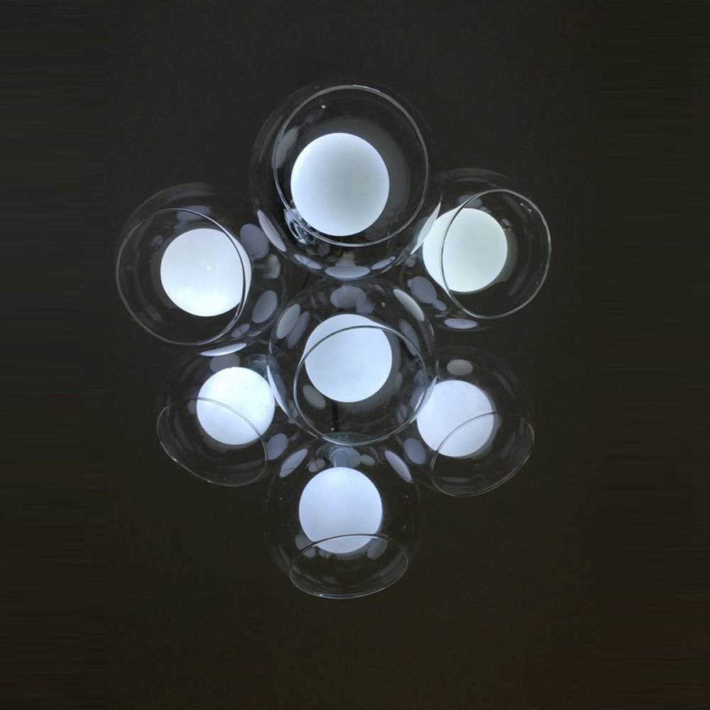 Modern Luxury 7-Head Glass Bubble Chandelier - Soap Bubbles Design Pendant Light for Bar Counter, Restaurant, Kitchen & Corridor - Elegant Bilayer Glass Fixture for Stylish Home & Commercial Lighting