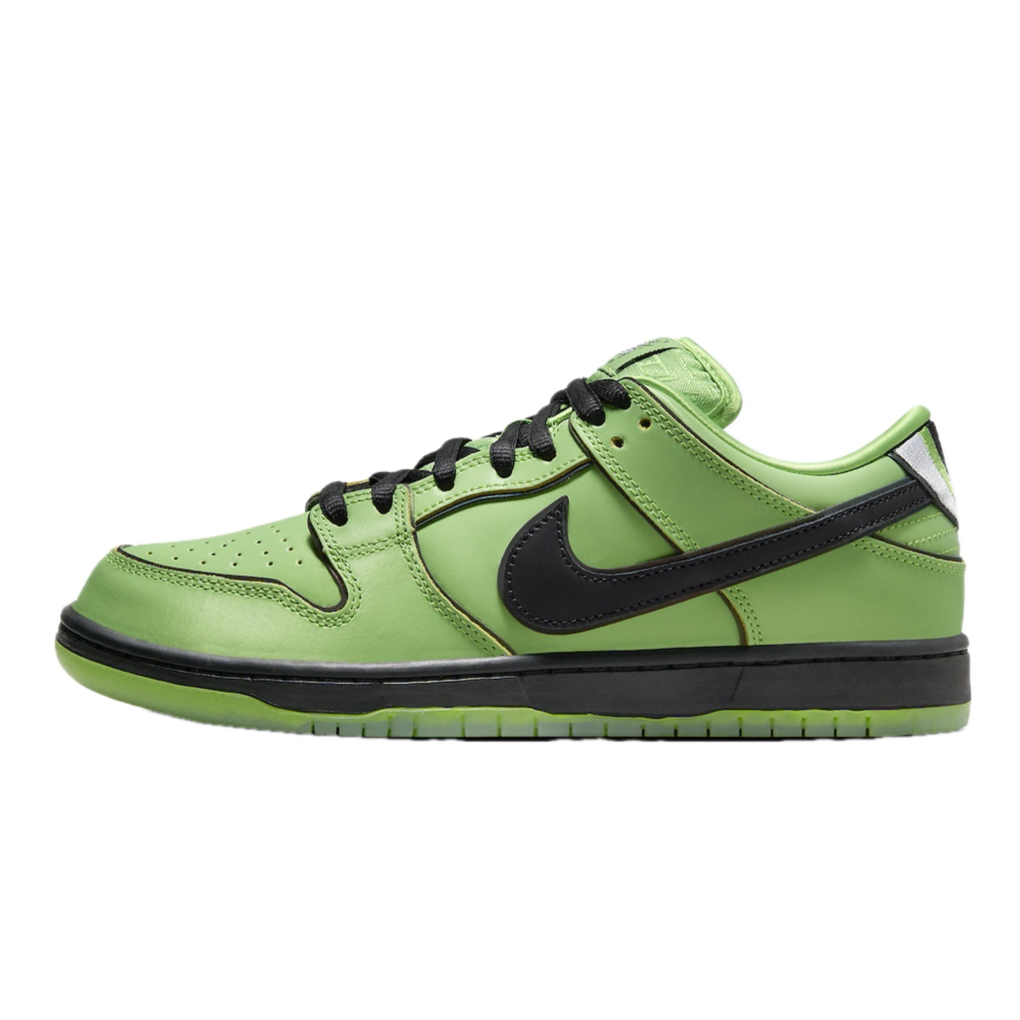 Nike SB Dunk Low PS Powerpuff Girls Buttercup Sneakers - Mean Green, Black & Lotus Pink Colorway - Perfect for Skateboarding, Streetwear Fashion & Collectors