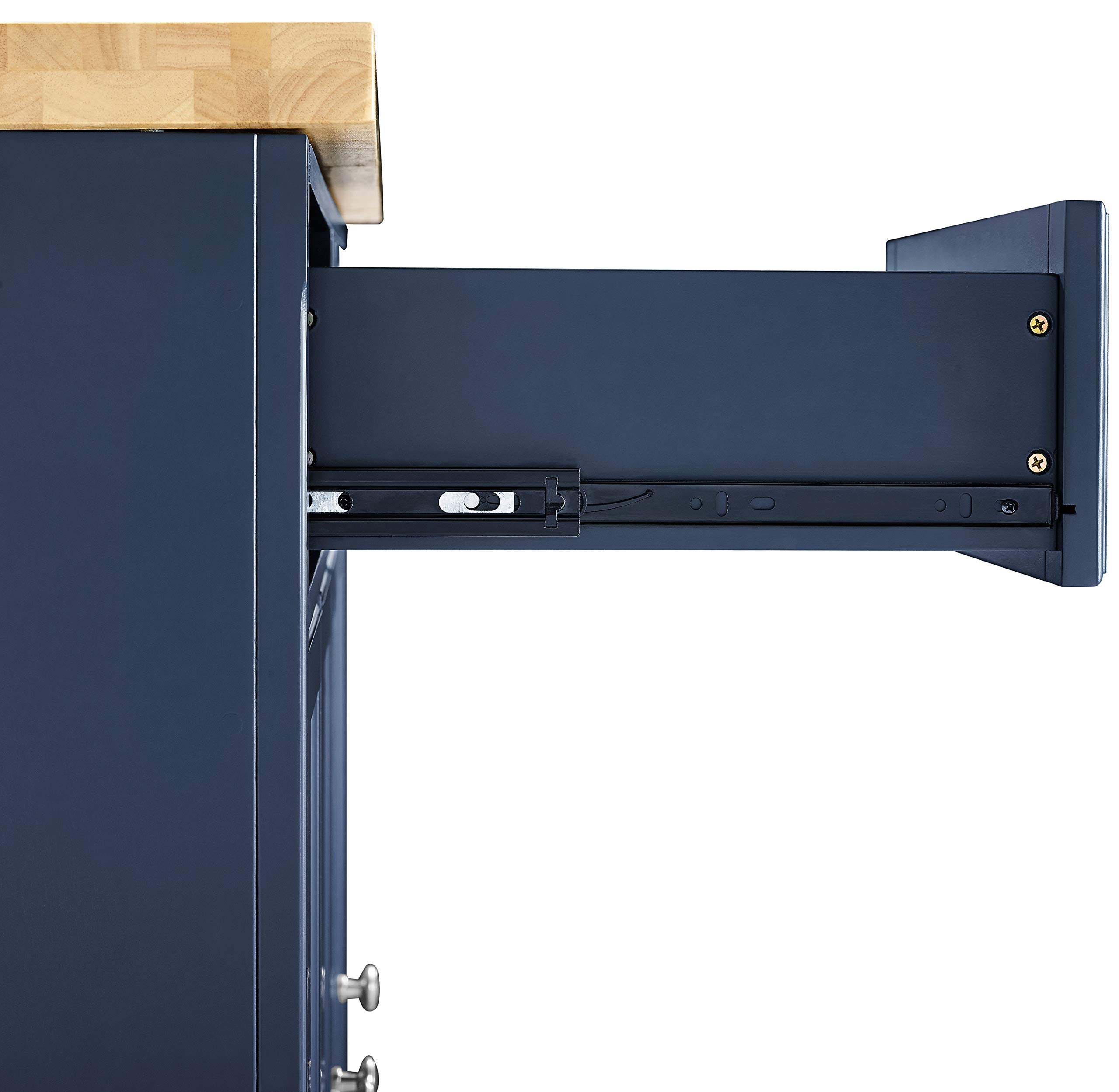 Crosley Furniture Madison Kitchen Island with Storage Shelves & Drawers - Microwave Stand, Coffee Bar Organizer - Navy Blue for Modern Farmhouse & Small Kitchen Spaces