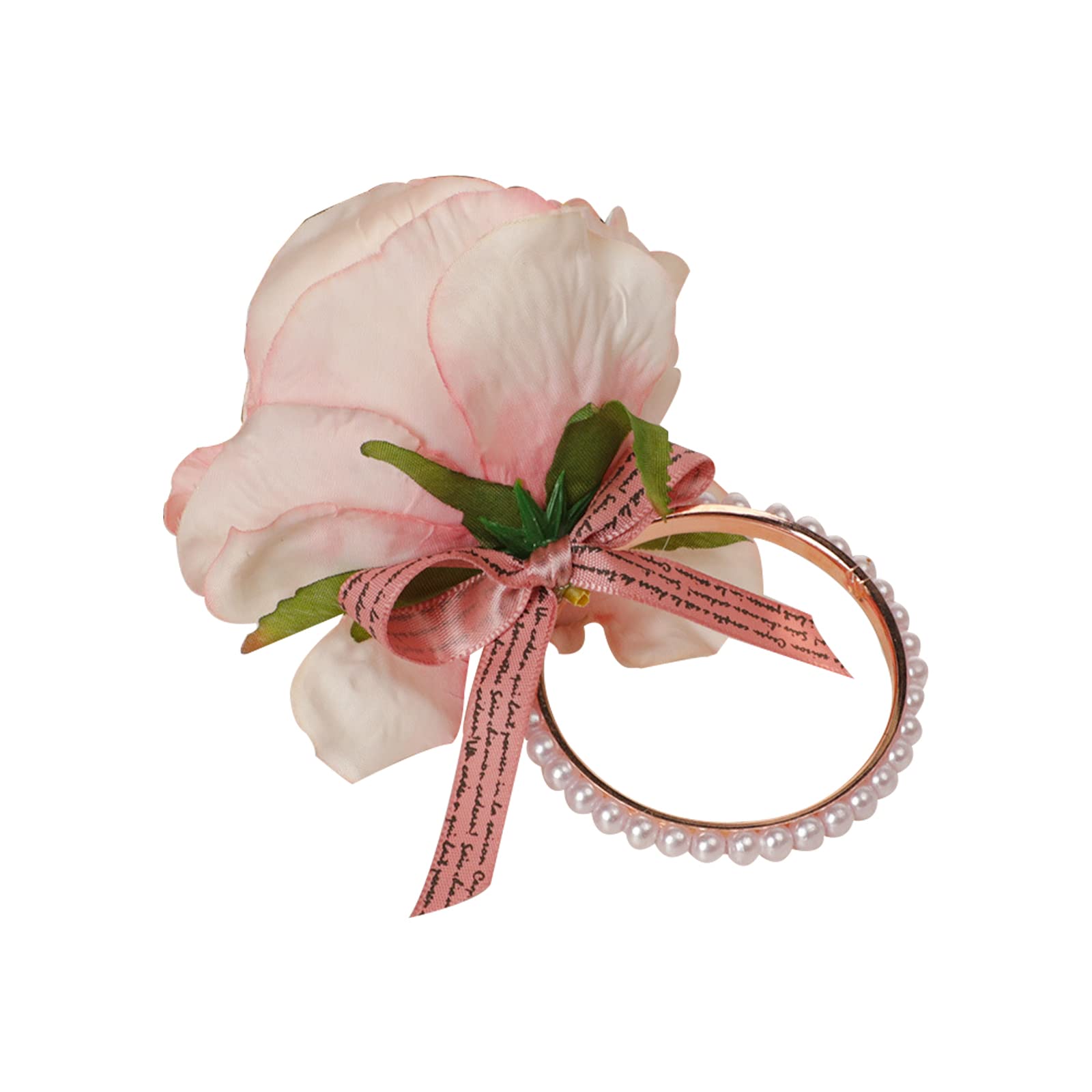 Handmade Silk Rose Napkin Rings Set of 4 - Pearl Decor Floral Napkin Holders for Wedding, Valentine's Day, Banquet, Christmas & Birthday Party - Elegant Table Setting for Romantic Dinners & Special Occasions
