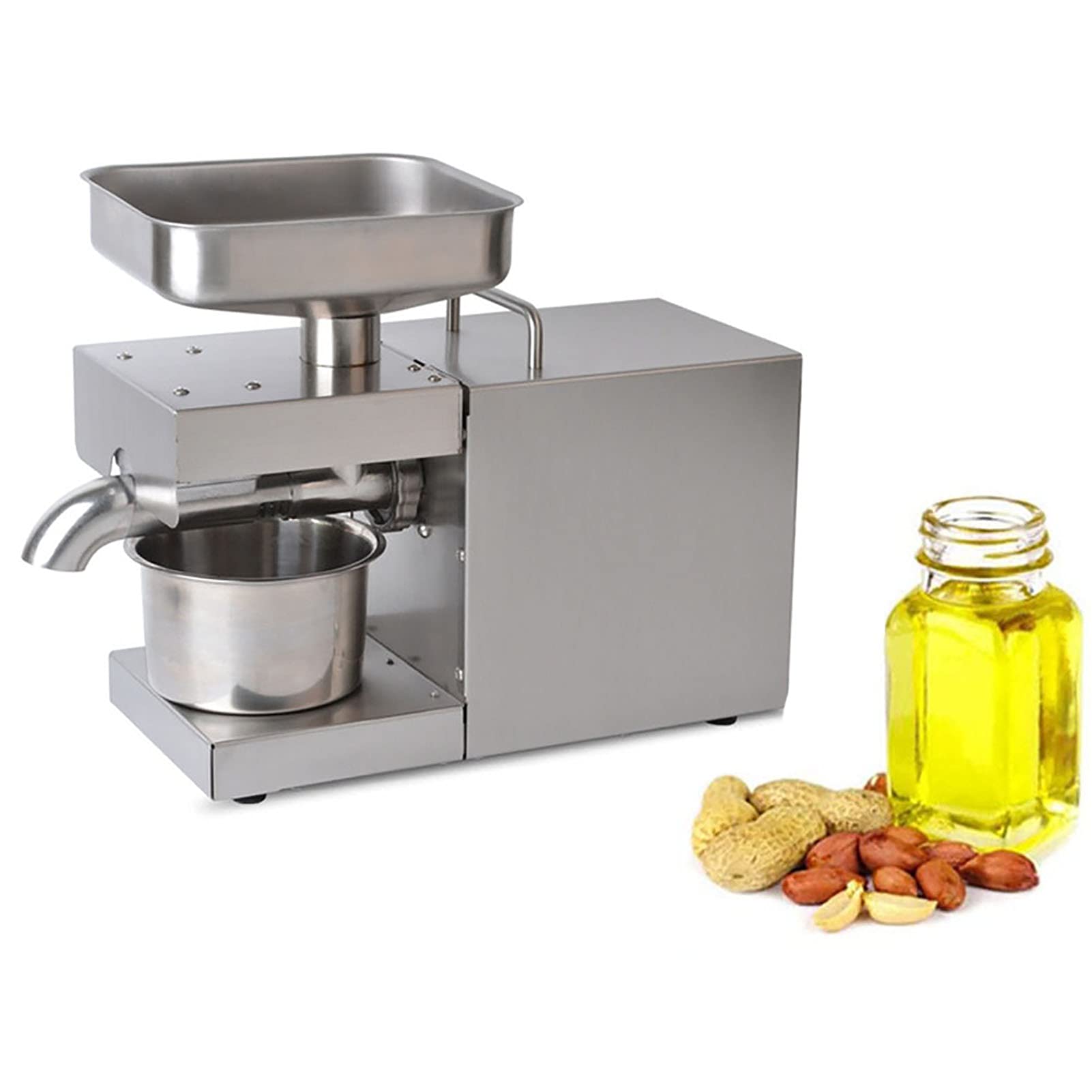 Stainless Steel 304 Automatic Oil Press Machine - Electric Cold/Hot Oil Expeller for Peanut, Sesame, Nut - Household & Commercial Use - Perfect for Healthy Cooking, DIY Oil Extraction, and Small Business Production