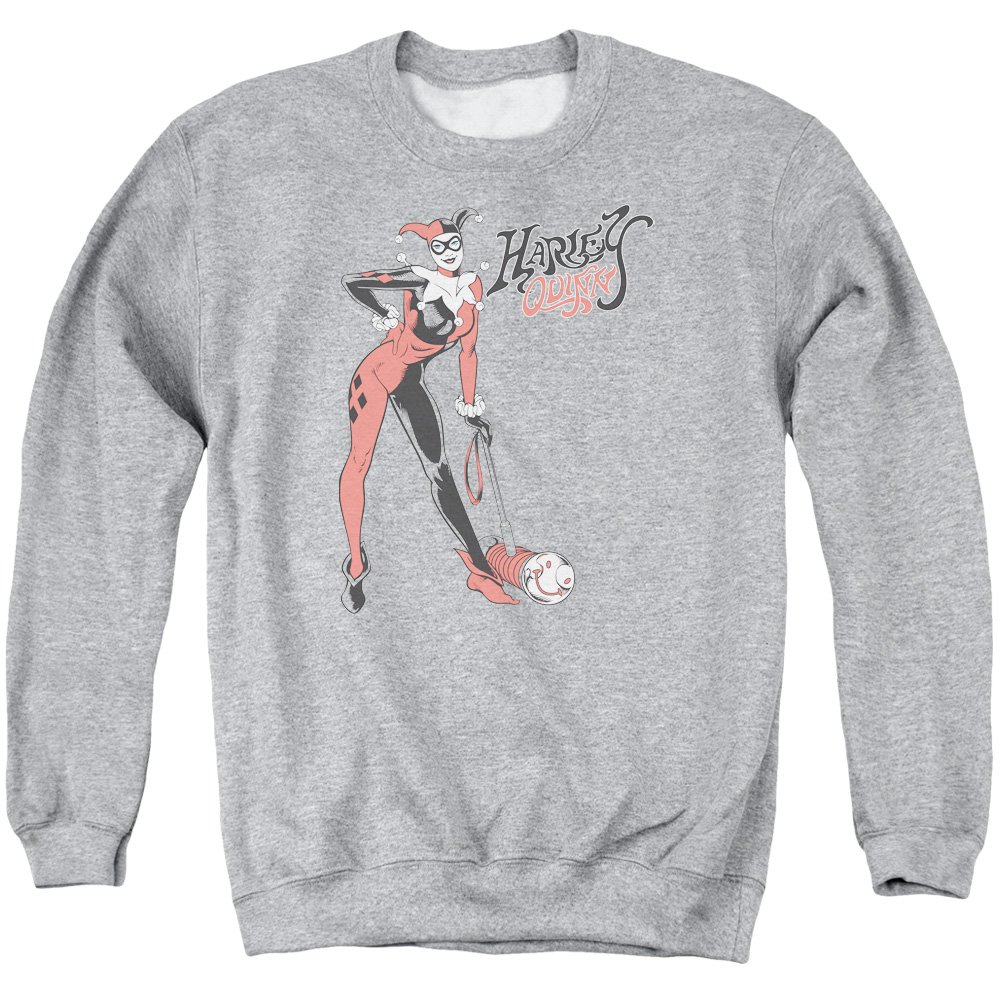 Trevco DC Comics Harley Quinn Hammer Graphic - Men's Athletic Heather Sweatshirt, Small - Perfect for Cosplay, Comic Con & Casual Wear