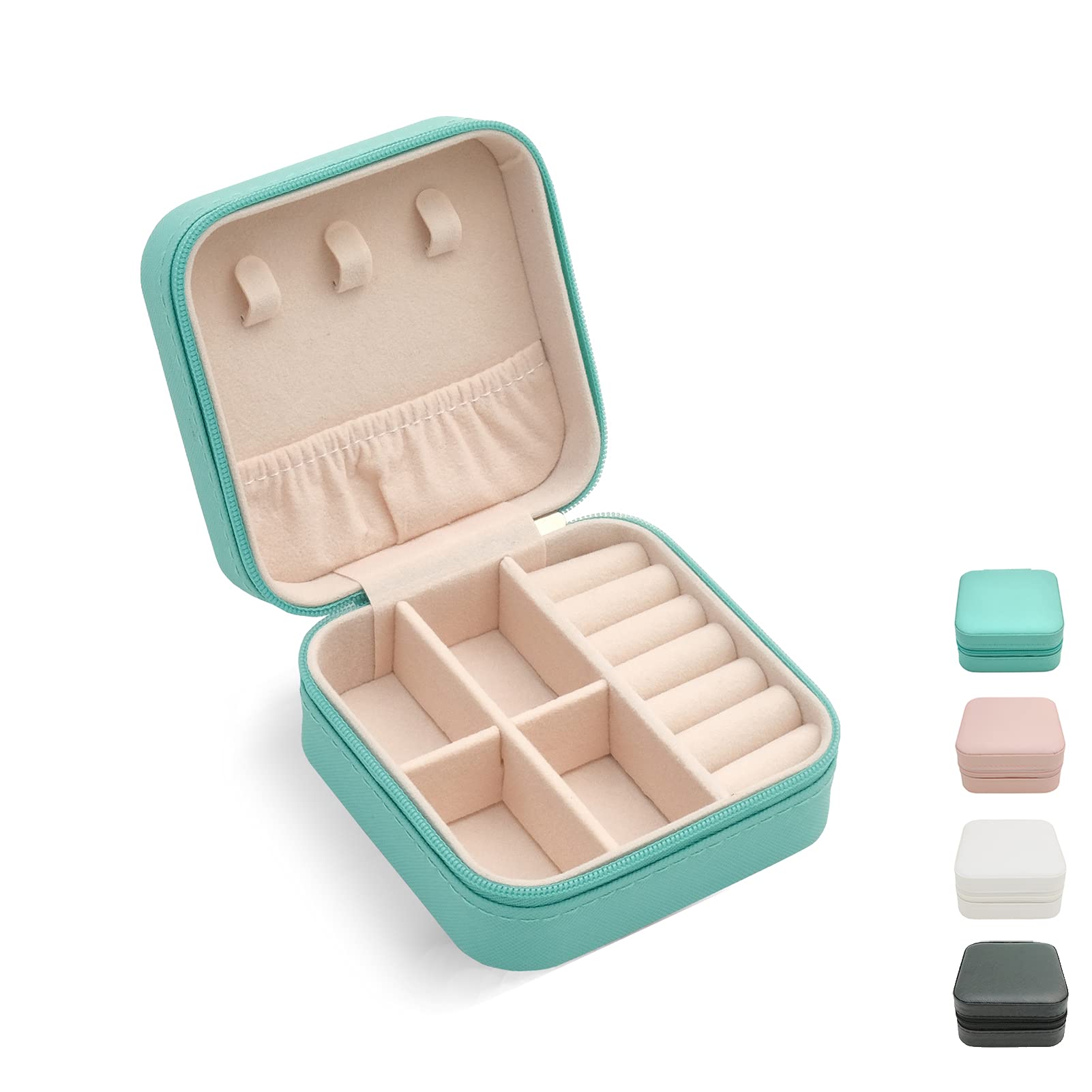 Mini Jewelry Travel Case - Small Portable Organizer & Display Storage Box for Rings, Earrings, Necklaces - Perfect for Travel, Gifts & Home Organization (Blue)
