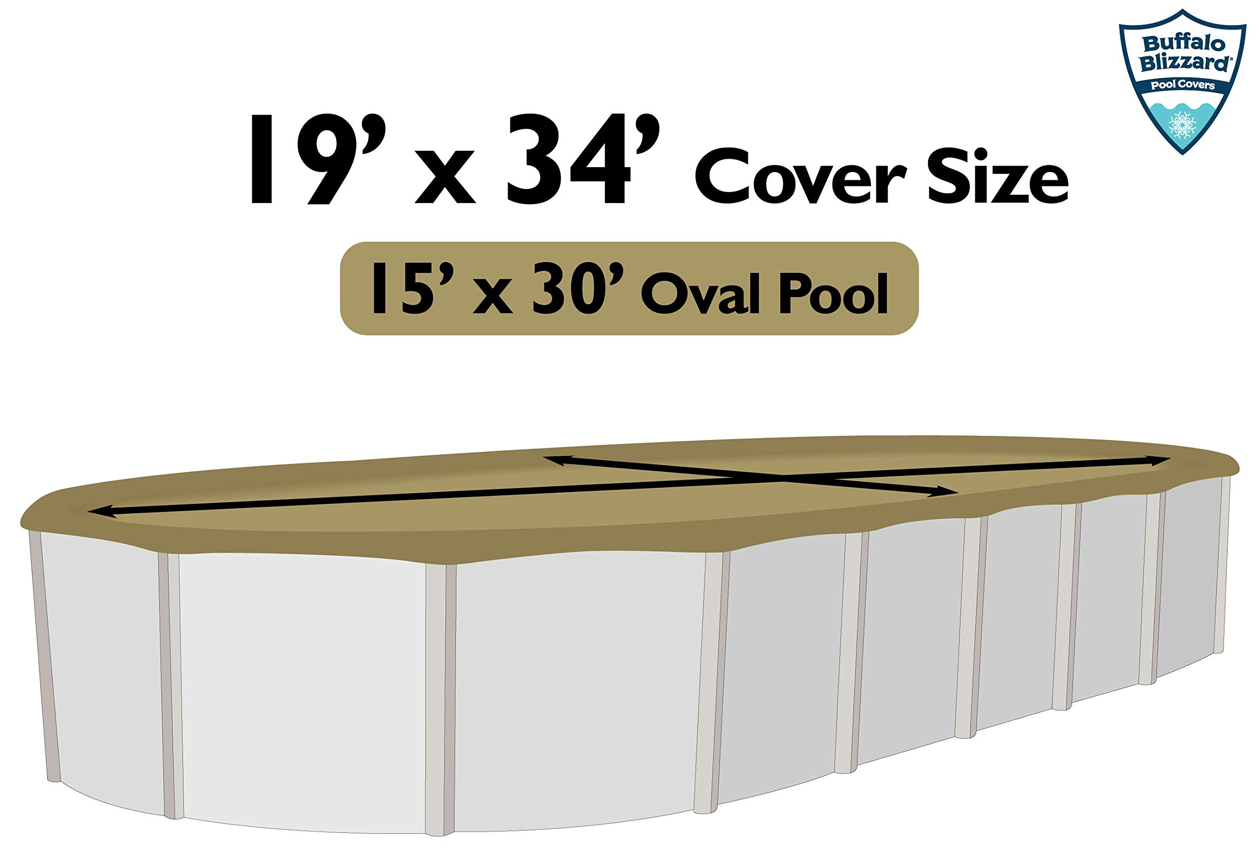 Buffalo Blizzard 15x30 ft Oval Above Ground Pool Cover - Heavy Duty Reversible Tan/Silver Winter Protection | UV Resistant, Debris Shield for Inground & Outdoor Pools | Perfect for Winterizing, Seasonal Storage & Year-Round Protection