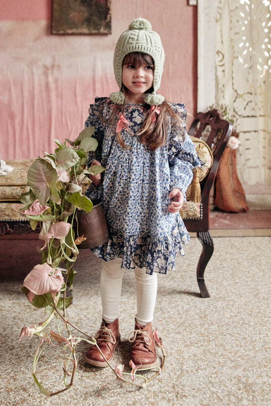 Girls Patchwork Dress by Louise Misha Lara - Colorful Floral Print Summer Dress for Toddler & Kids - Perfect for Birthday Parties, School Events & Family Photos