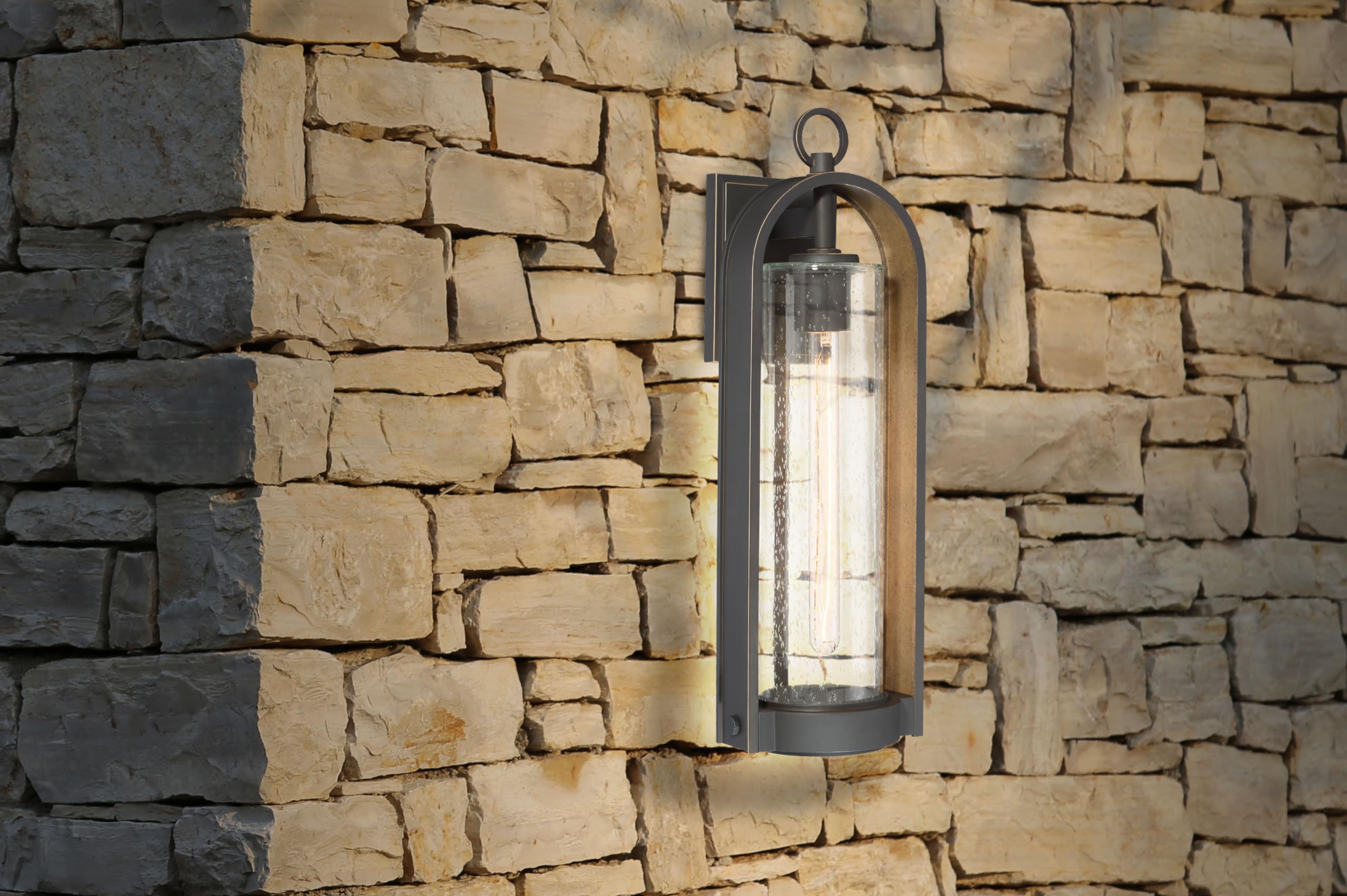 Minka Lavery 72453-143C Outdoor Wall Light - Oil Rubbed Bronze Exterior Wall Lantern with 60W Single Light Bulb | Weatherproof Outdoor Lighting for Porch, Patio, Garden & Entryway