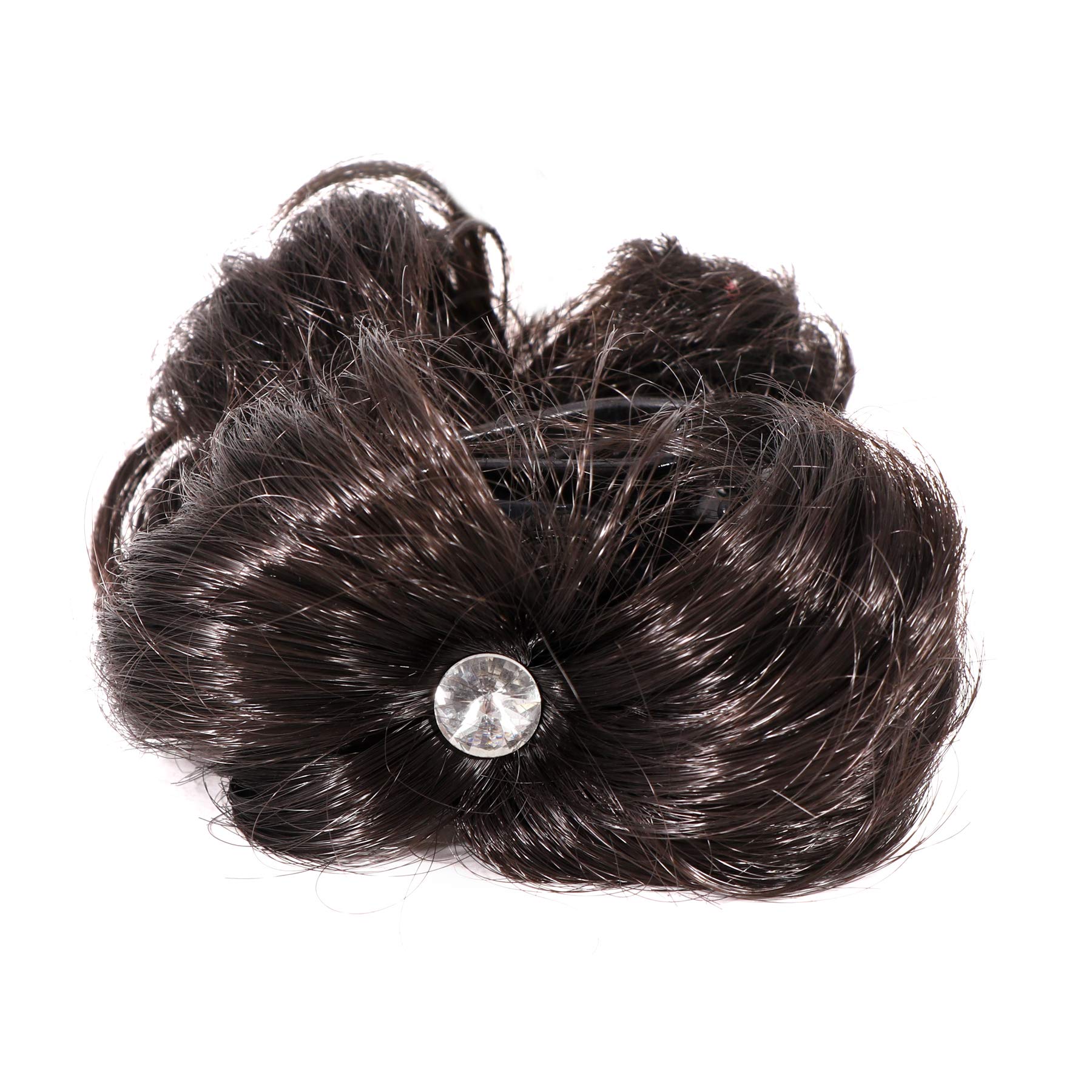 NAVMAV Claw Clip for Messy Bun - Wavy Curly Hair Clip for Ponytail & Updo | Hair Extensions for Women (Black, 10