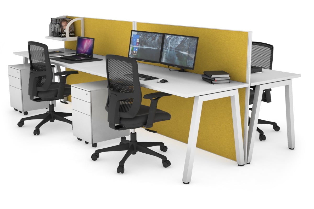 Horizon Quadro 4-Person Office Workstation Bench with A-Legs - 1400mm x 700mm Dimensions - Perfect for Collaborative Workspaces, Coworking Offices & Team Meetings