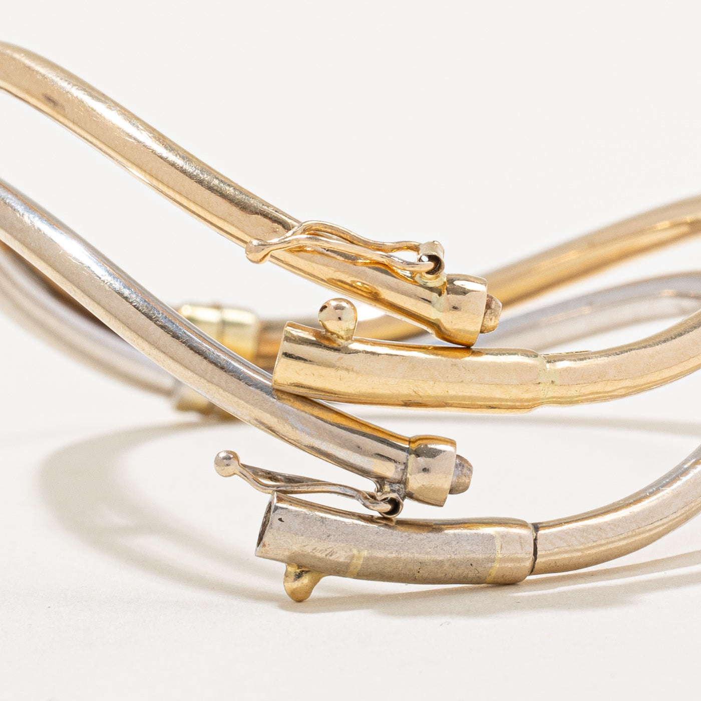 Two Tone Gold Diamond Curved Bangle Bracelet - 0.16ct Diamond Jewelry for Women | Elegant 9K Gold Bangle for Parties, Weddings & Special Occasions
