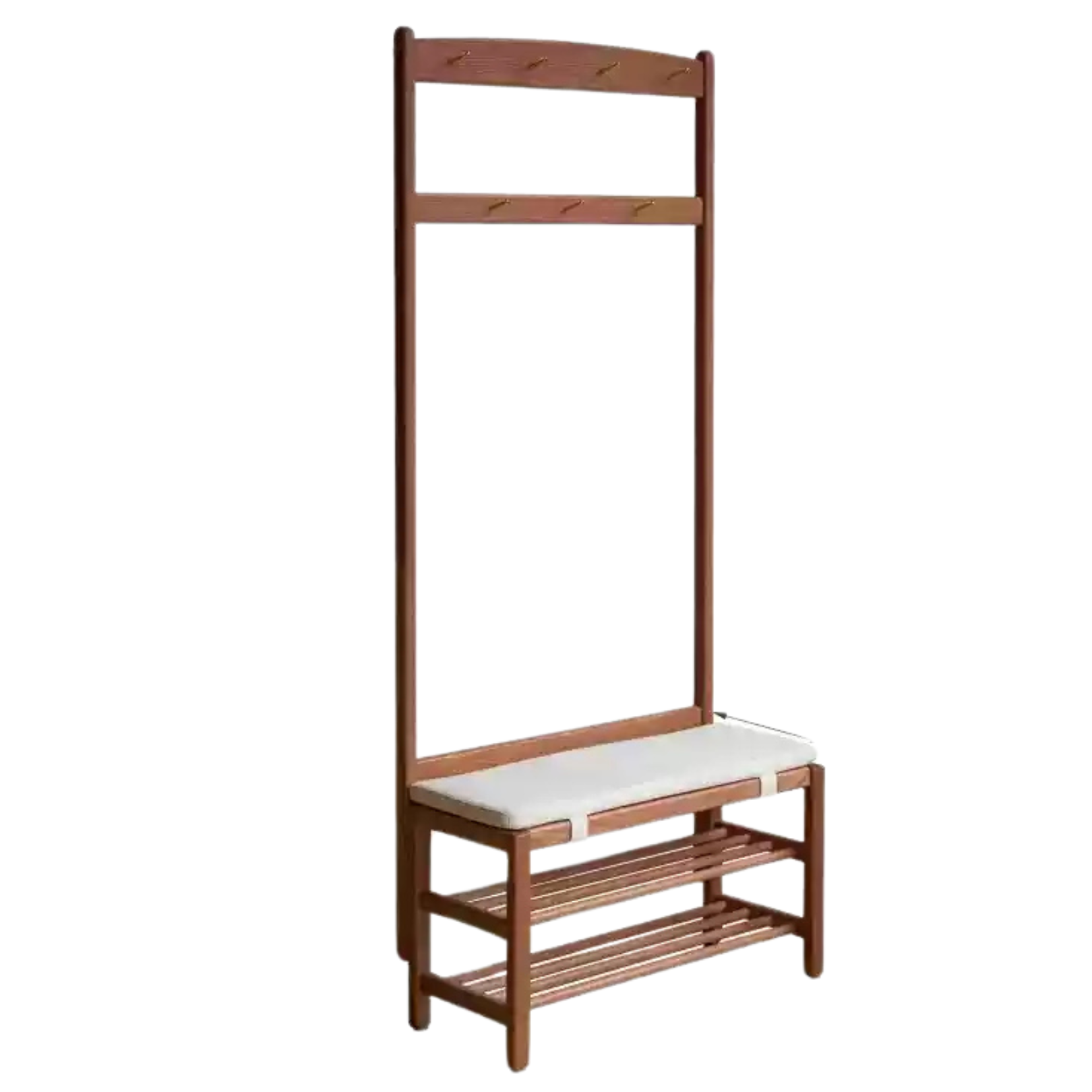 31.4x13.7x72.8 inch/ 80x35x185 cm/ Walnut color / shoe bench with upper shelf