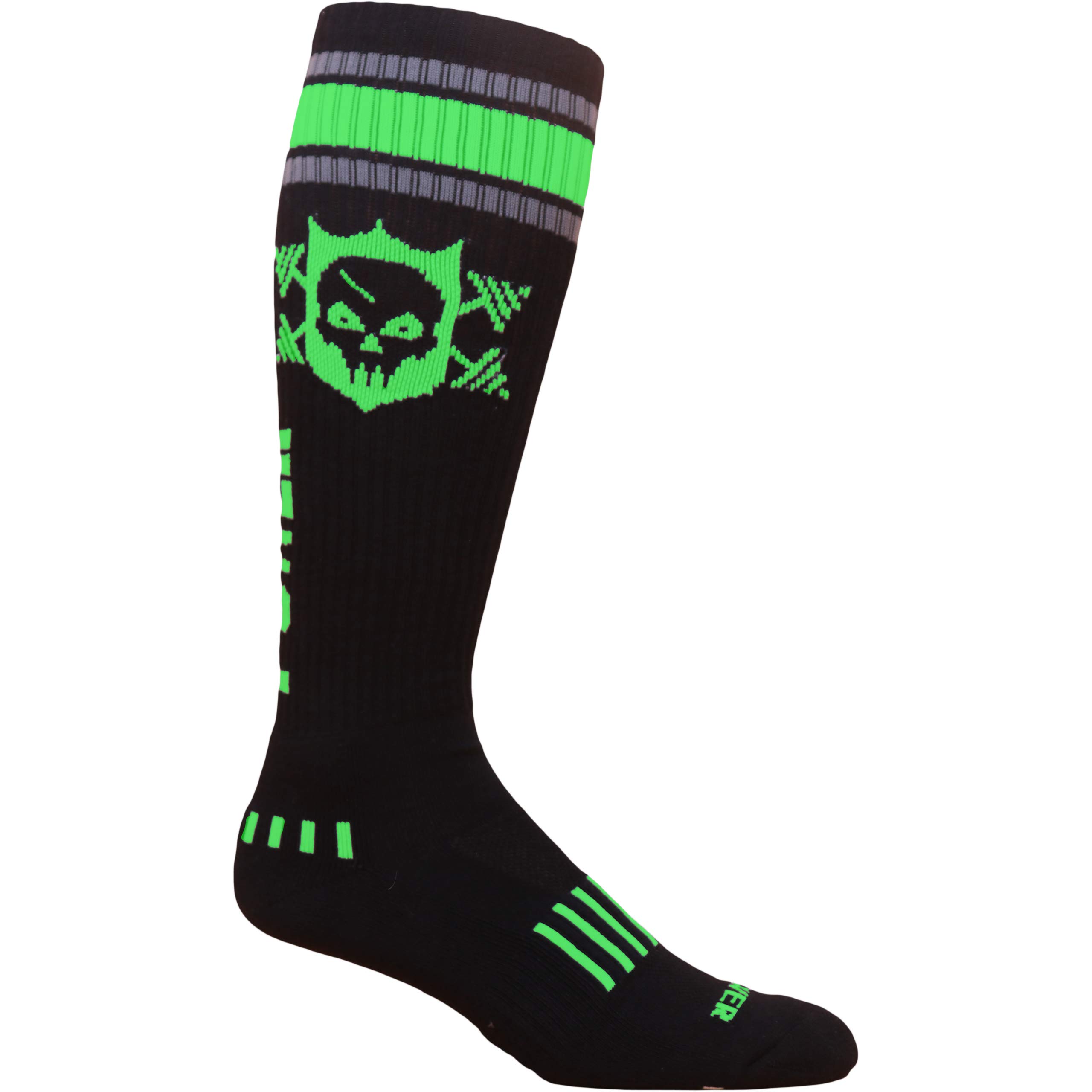 Black & Lime Gray Skull Print Compression Socks for Running, Workout & Fitness - High Performance Knee-High Socks for Men & Women - Perfect for Gym, Sports & Everyday Wear