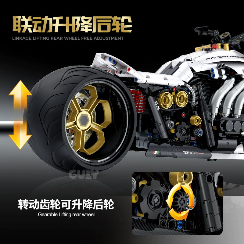 2000 pcs GULY 60522 Raceforge Top Speed 1:5 Scale Motorcycle Toy - High Performance RC Bike for Racing, Stunt Shows & Off-Road Adventures