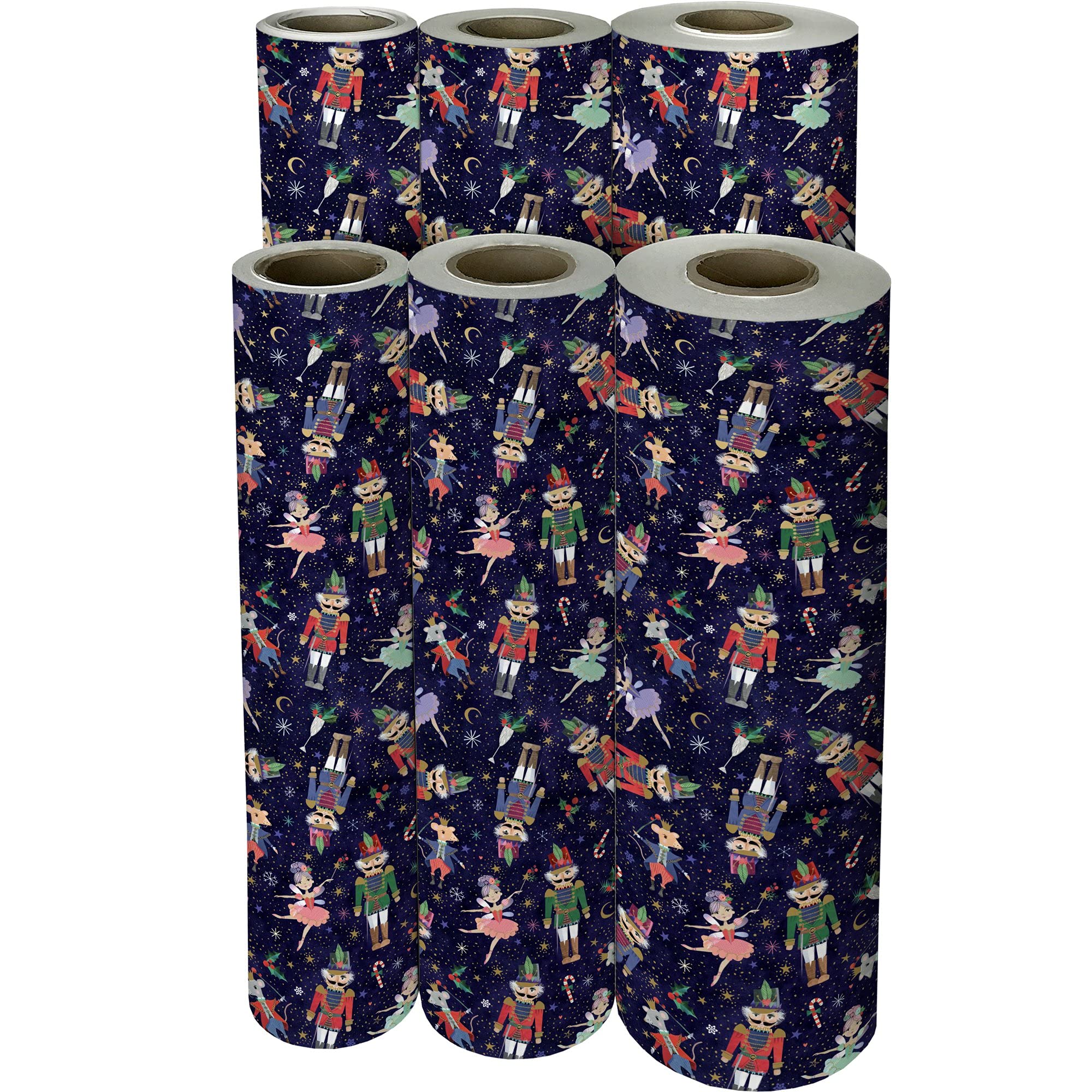 Jillson Roberts Bulk Christmas Gift Wrap - Nutcracker Ballet Design, 208 Feet x 30 Inches (1/4 Ream) - Perfect for Holiday Wrapping, Party Decorations & Festive Gift Giving