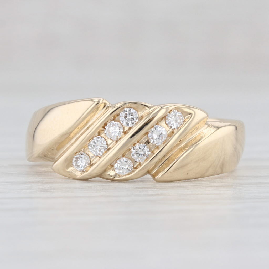 0.20ctw Scalloped Diamond Band Ring - 14k Yellow Gold - Size 8.25 & 8.5 - Wedding, Engagement, Anniversary Stackable Ring for Women - Perfect for Bridal Sets, Gift Giving & Everyday Elegance