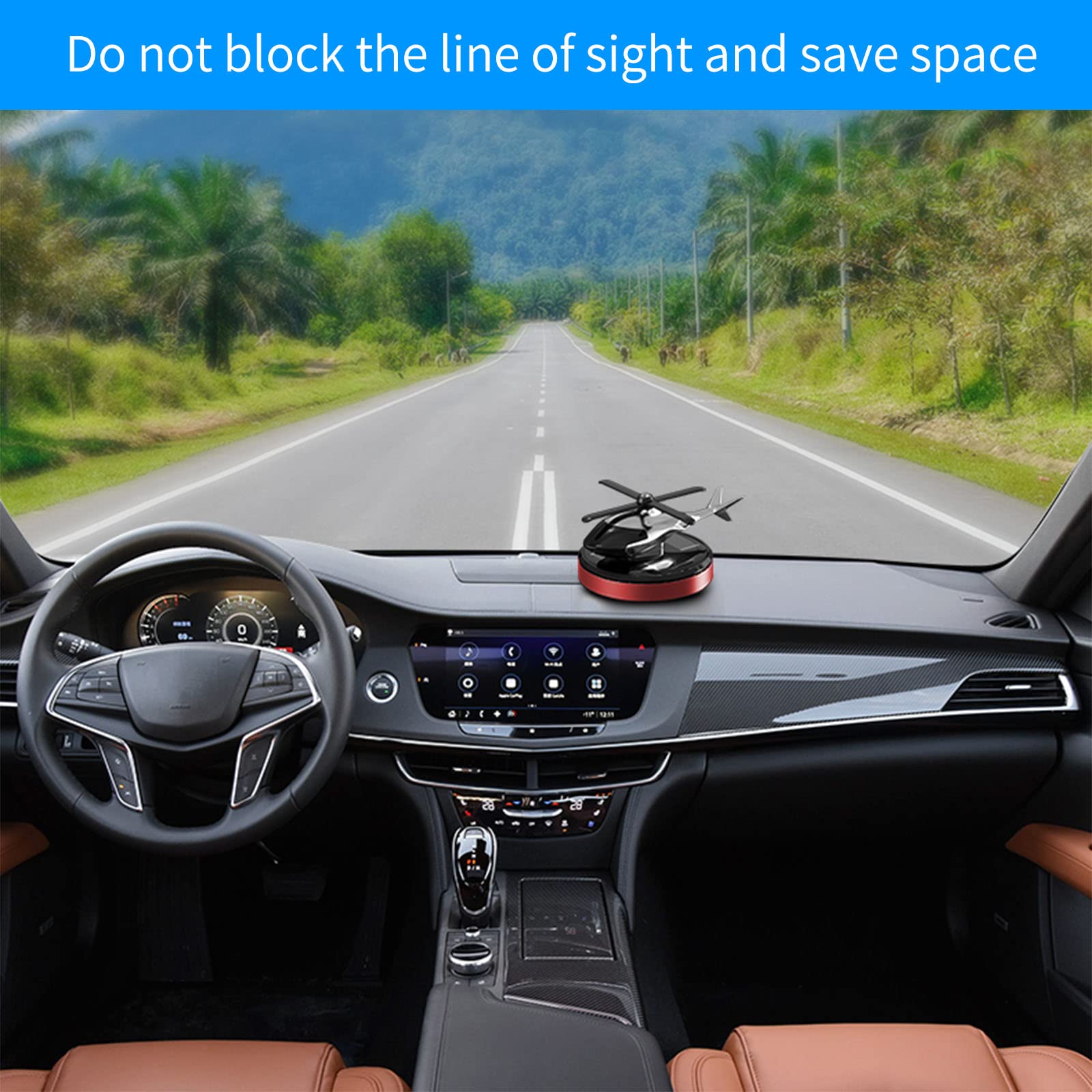 Solar Powered Rotating Helicopter Car Air Freshener - Osmanthus & Vanilla Scent - Fun Novelty Auto Accessory for Car, Office, or Home Decor