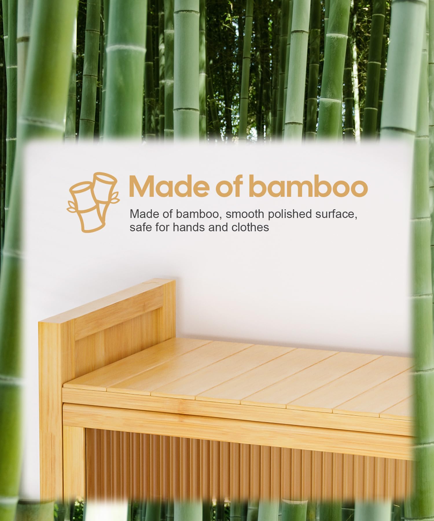 Over The Toilet Storage Cabinet with Drawer & Flip Door - Bamboo Bathroom Organizer Shelf | Anti-Tip Design, Waterproof Feet | Freestanding Space Saver for WC (Natural) - Perfect for Small Bathrooms, Apartments & Powder Rooms