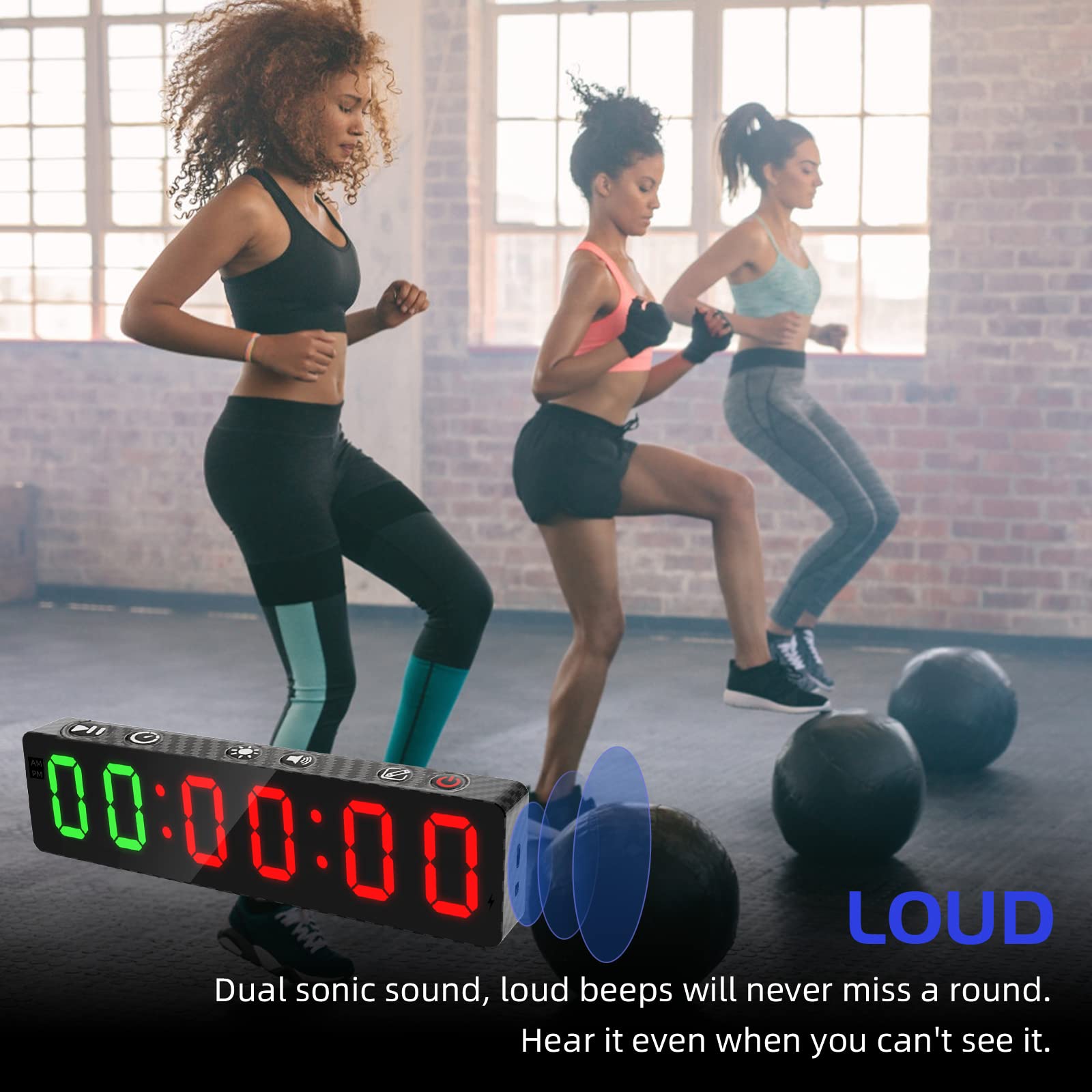 Upgraded Gym Timer - Portable Interval Workout Timer with Rechargeable Battery, Built-in Magnet & LED Digital Anti-Vertigo Display - Perfect for Home Gym, Garage Fitness, CrossFit & HIIT Training