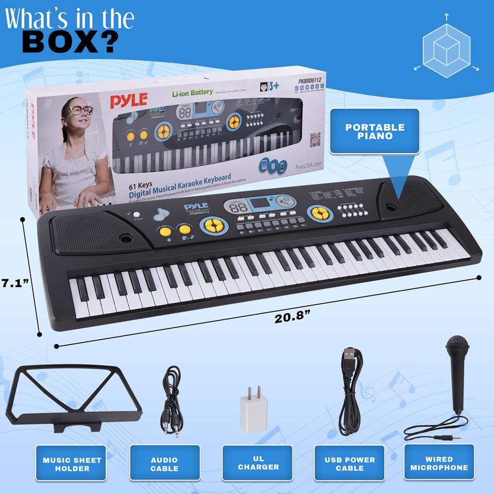 Portable 61-Key Electronic Piano Keyboard with Built-in Microphone - Perfect for Beginners, Kids & Travel | Home Practice, Music Lessons & On-the-Go Play