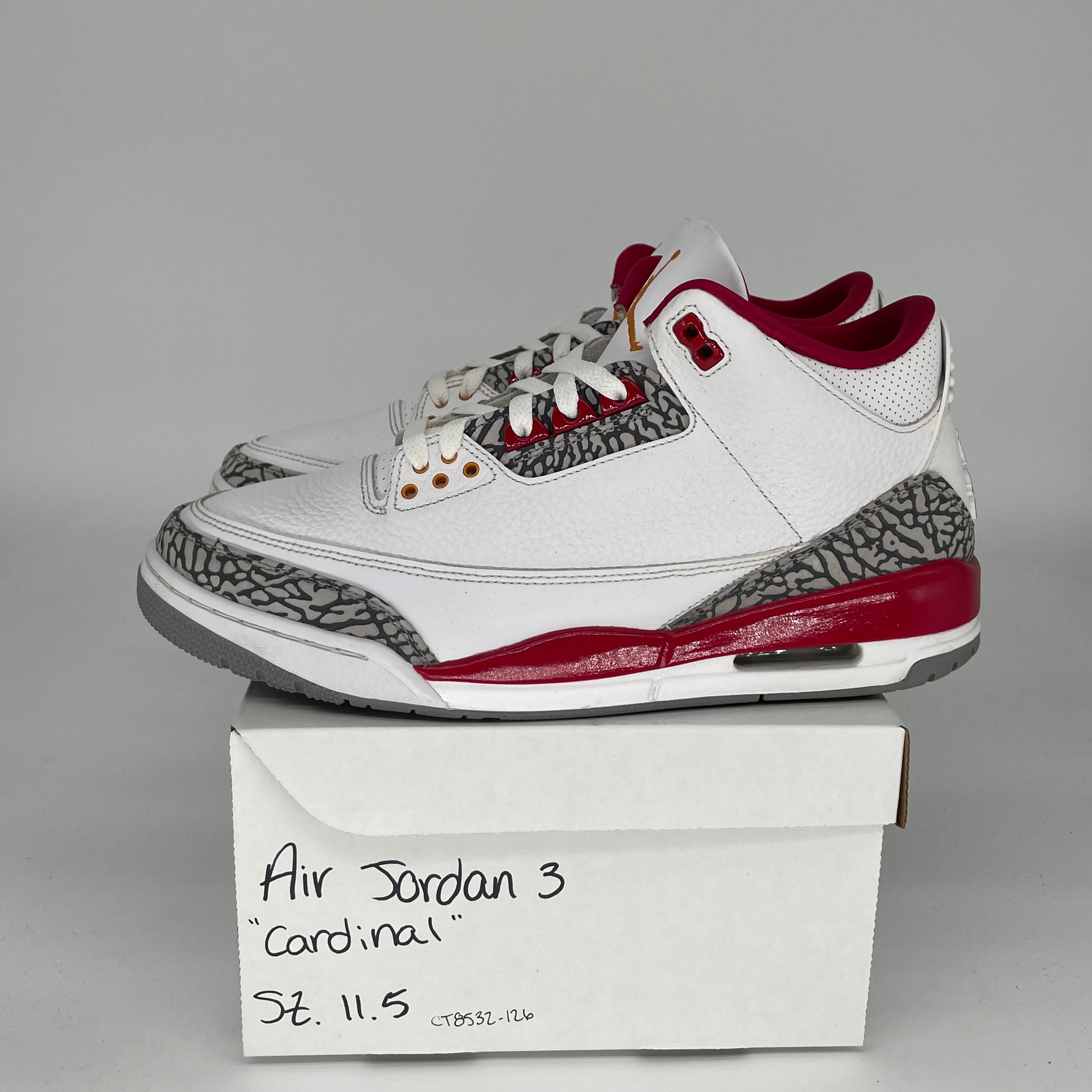 AIR JORDAN 3 CARDINAL Men's Basketball Shoes Size 11.5 - Style CT8532-126 | Retro Sneakers for Casual Wear & Street Fashion