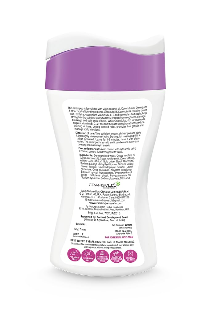 Blue Tansy Coconut Milk & Onion Juice Shampoo 100ml - Natural Hair Growth Treatment for Thinning Hair - Perfect for Daily Use & Scalp Care