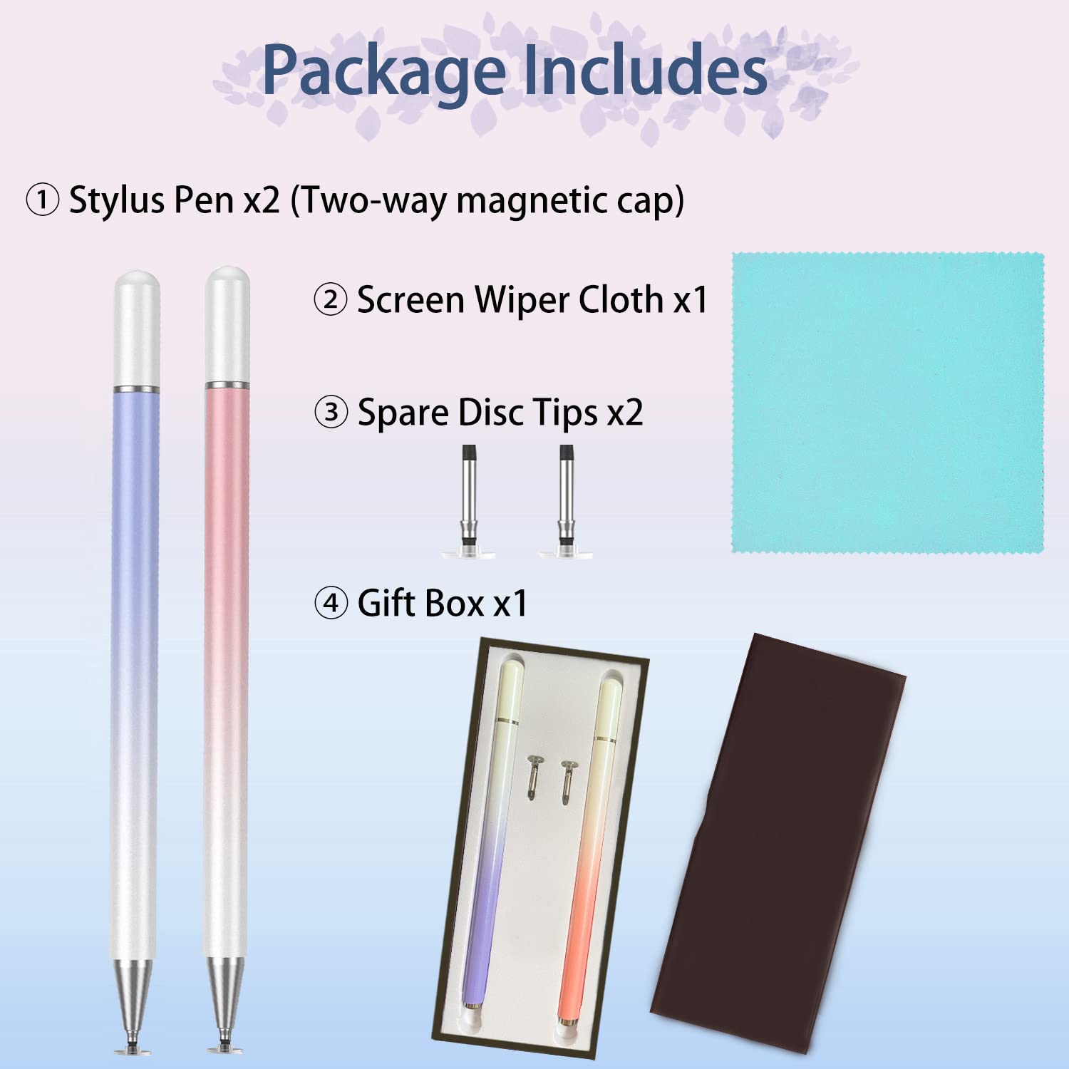 2 Pack High Precision Magnetic Disc Stylus Pen for iPad, iPhone, Android & Microsoft Tablets - Universal Touch Screen Stylus for Drawing, Note Taking & All Capacitive Screens