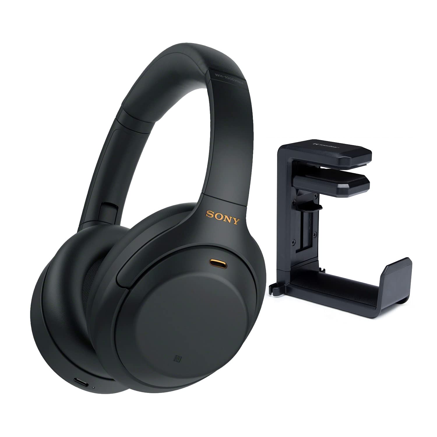 Sony WH-1000XM4 Wireless Bluetooth Noise Cancelling Over-Ear Headphones with Microphone - Premium Sound Quality for Travel, Work & Home Use - Includes Free Headphone Stand Holder (Black)