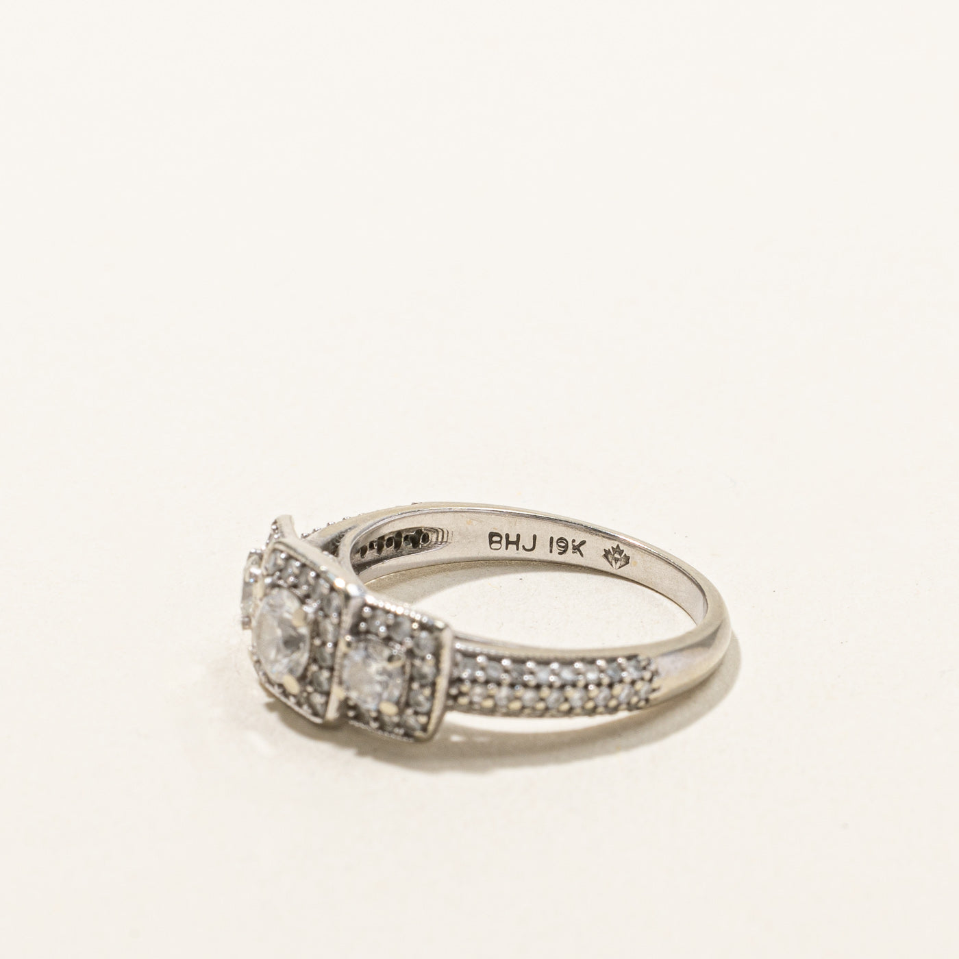 0.82ctw Three Stone Diamond Halo Engagement Ring - Size 6.25 - Ideal for Proposals, Weddings & Anniversary Gifts - Sparkling Round Cut Diamond Jewelry for Women