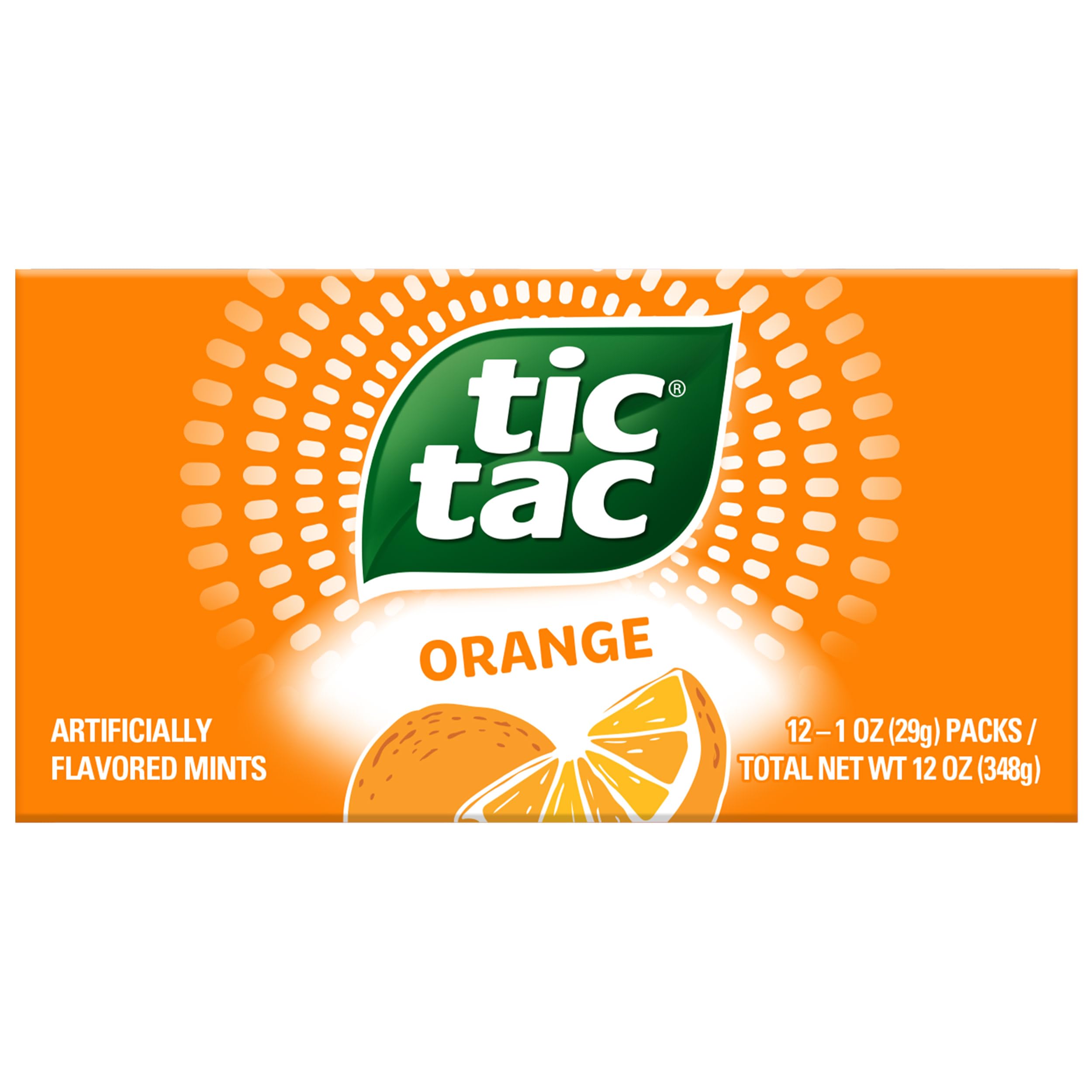 Tic Tac Orange Flavored Mints - 12 Pack Bulk (1 Oz Each) | Fresh Breath On-The-Go | Perfect for Office, Travel & After Meals