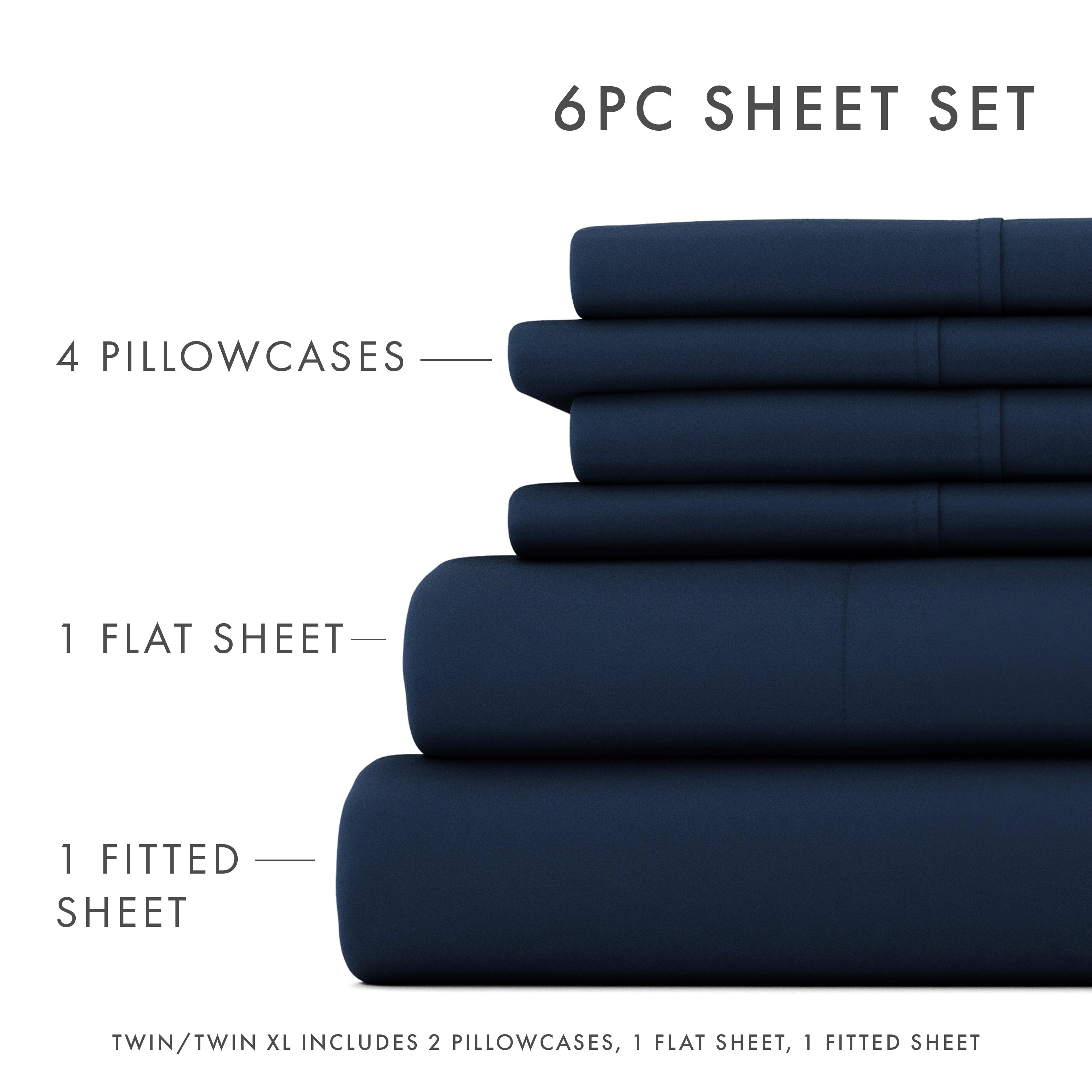 Premium 6-Piece Luxury Bed Sheet Set - Soft Breathable Cotton for Ultimate Comfort - Perfect for Master Bedroom, Guest Room & Dorm Use