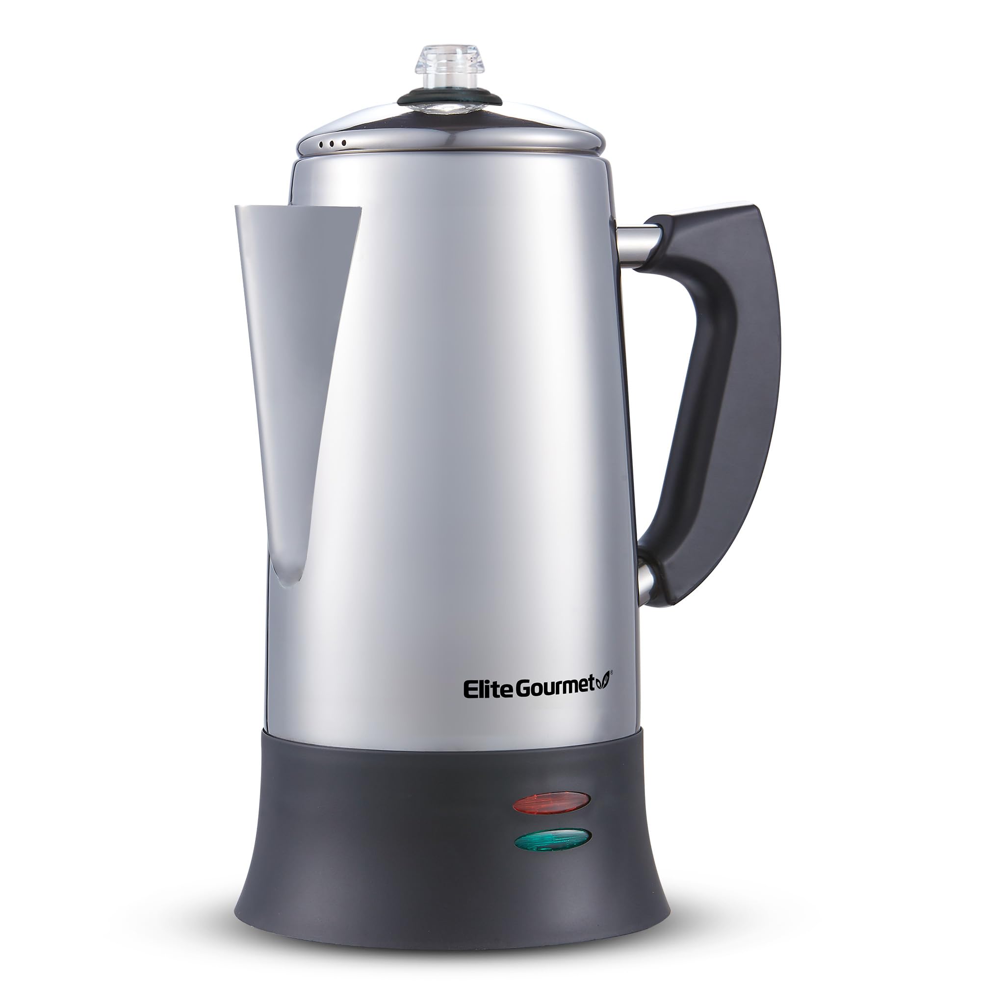 Elite Gourmet EC923 12-Cup Stainless Steel Electric Coffee Percolator - BPA Free, Keep Warm Function, Clear Brew Progress Indicator, Cool-Touch Handle & Cordless Serving - Perfect for Home, Office or Camping Coffee Brewing
