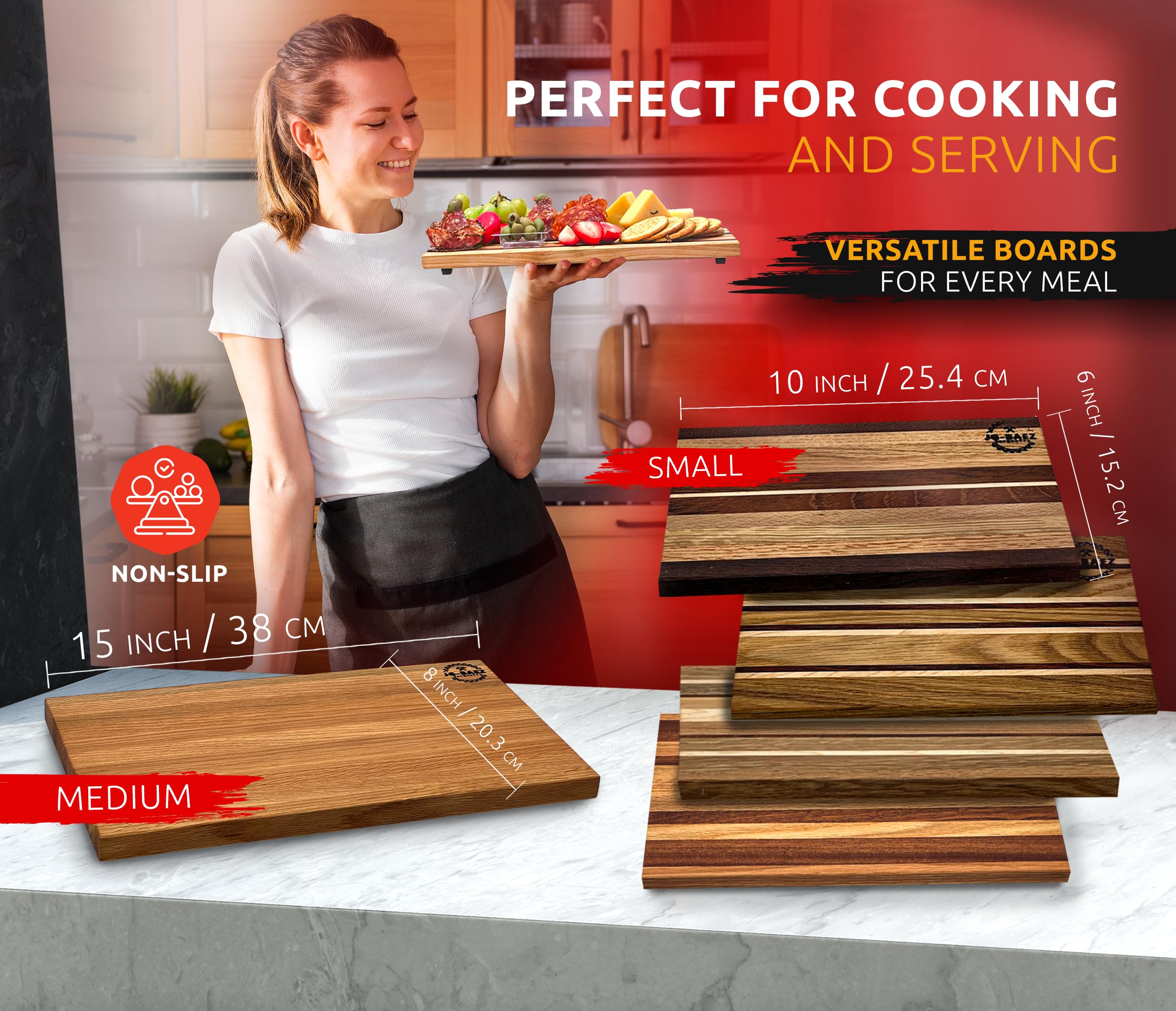 Premium End Grain Wood Cutting Board for Kitchen & BBQ - Small Size, Durable & Luxury Chopping Block for Meat, Vegetables & Fruits - Perfect for Home Cooking, Entertaining & Outdoor Grilling